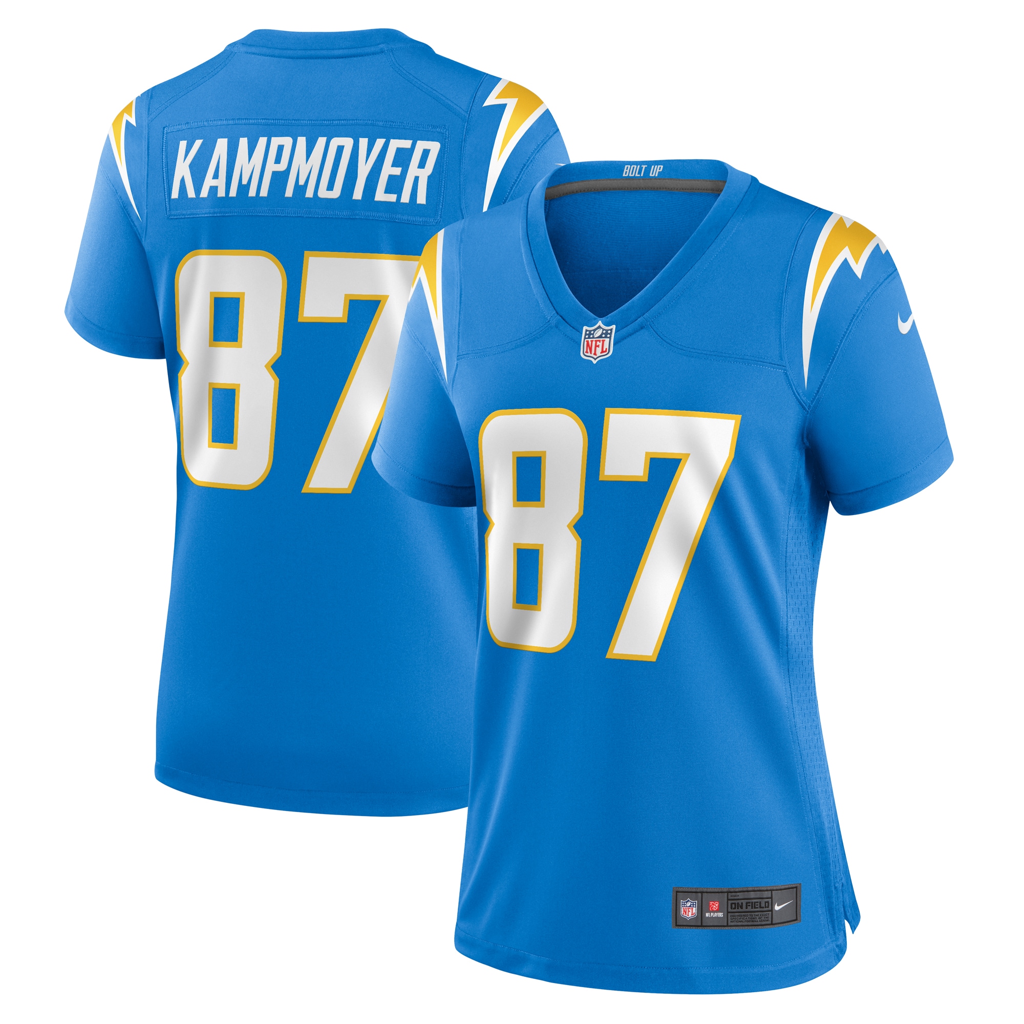 Women's Los Angeles Chargers Hunter Kampmoyer Powder Blue Game Player Jersey JS7673 Saliibo