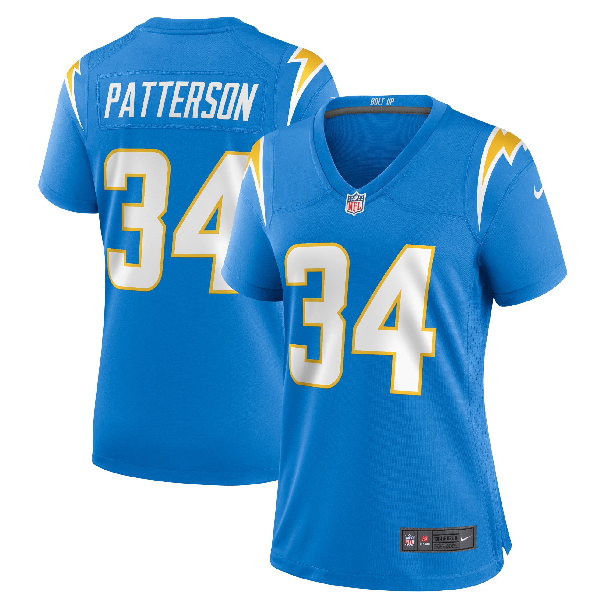 Women's Los Angeles Chargers Jaret Patterson Powder Blue Team Game Jersey JS5156 Saliibo