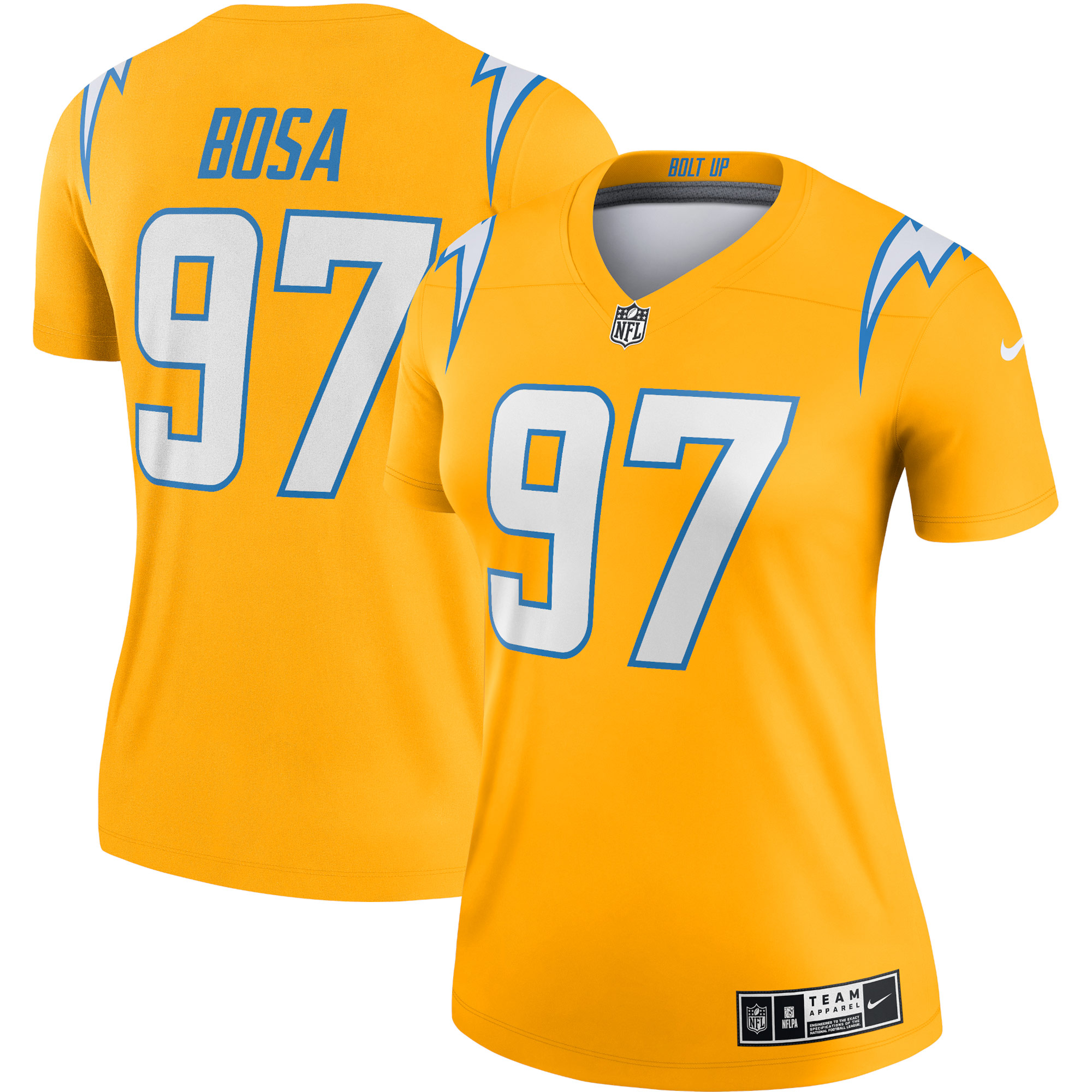 Women's Los Angeles Chargers Joey Bosa Gold Inverted Legend Player Performance Top JS2361 Saliibo