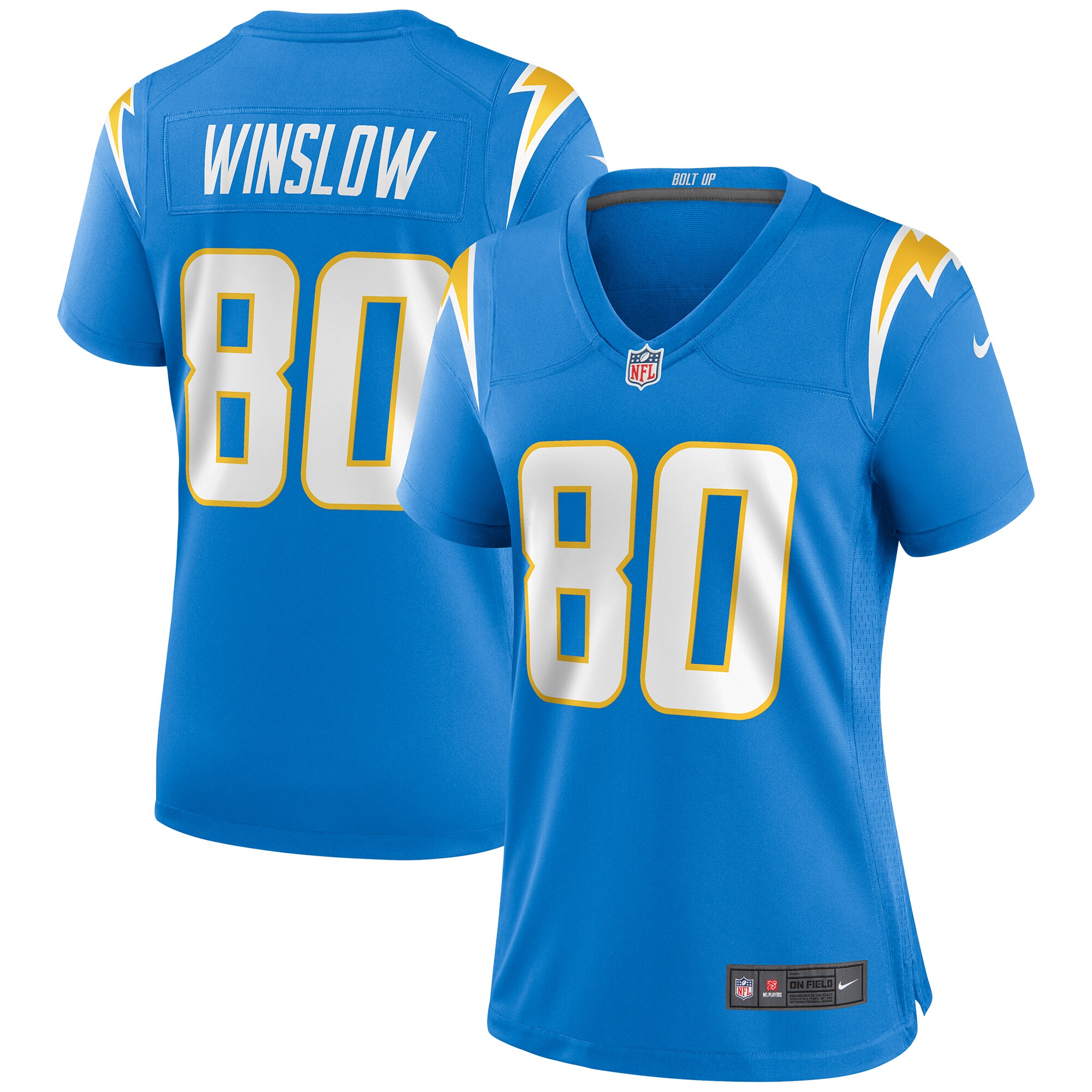 Women's Los Angeles Chargers Kellen Winslow Powder Blue Game Retired Player Jersey JS1157 Saliibo
