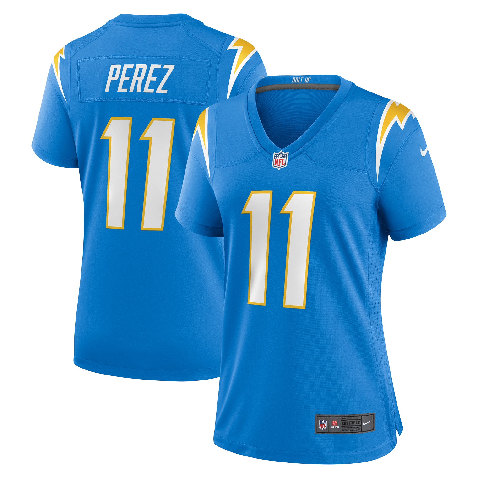 Women's Los Angeles Chargers Luis Perez Powder Blue Team Game Jersey JS8263 Saliibo