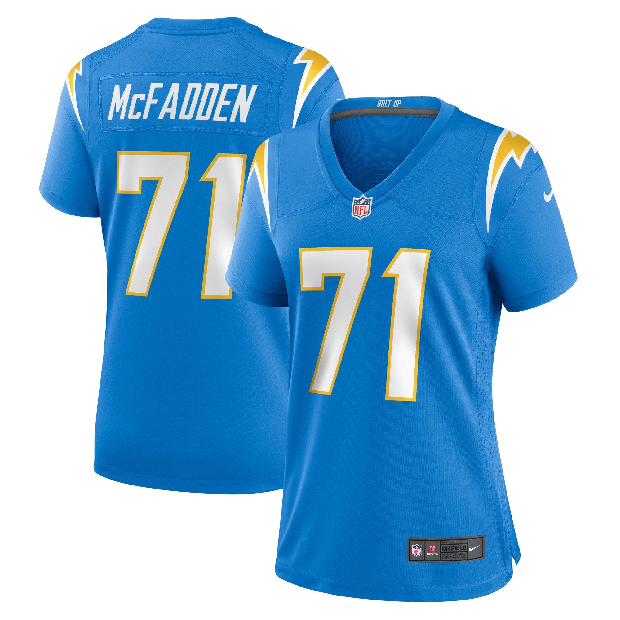 Women's Los Angeles Chargers McFadden Powder Blue Team Game Jersey JS3160 Saliibo