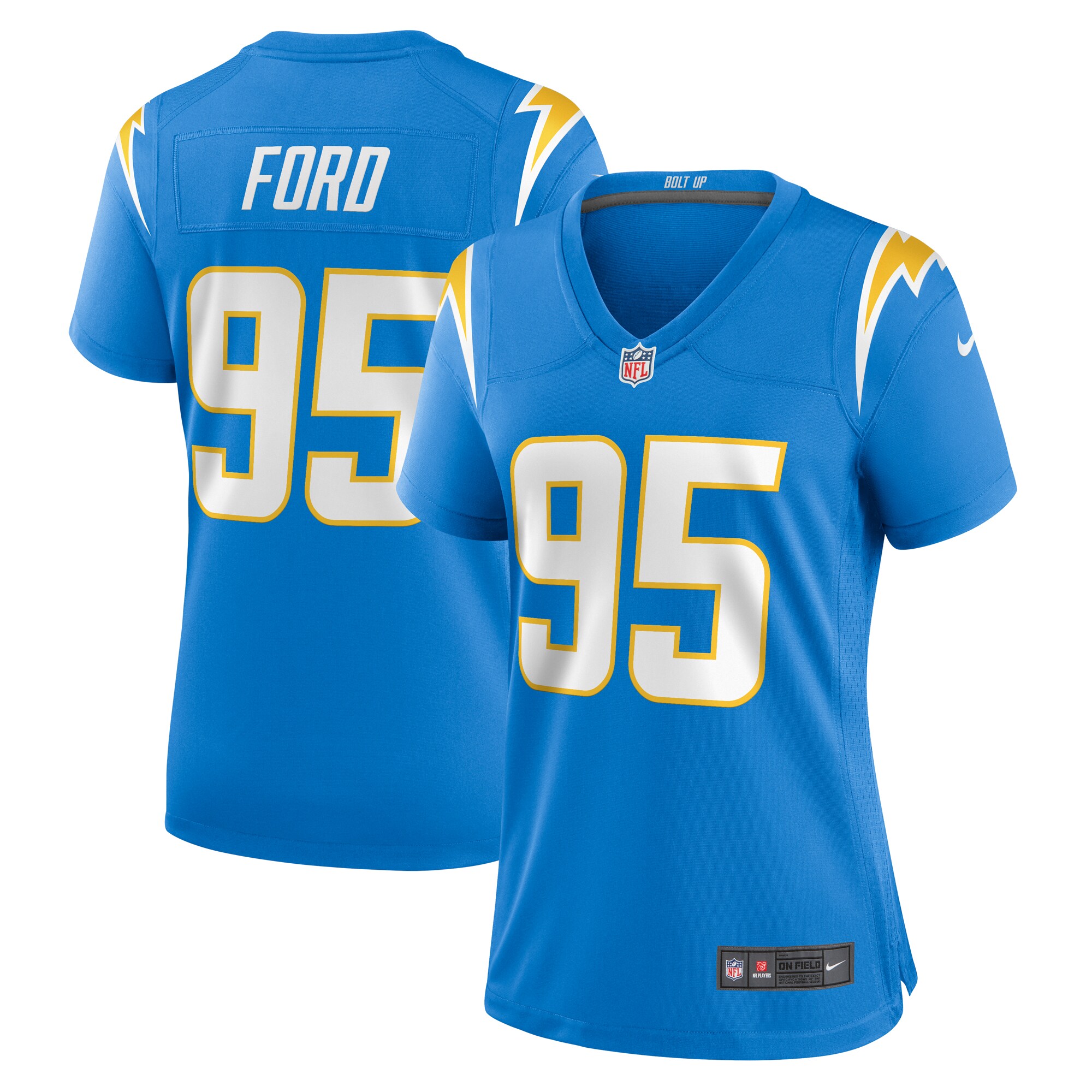Women's Los Angeles Chargers Poona Ford Powder Blue Team Game Jersey JS5521 Saliibo