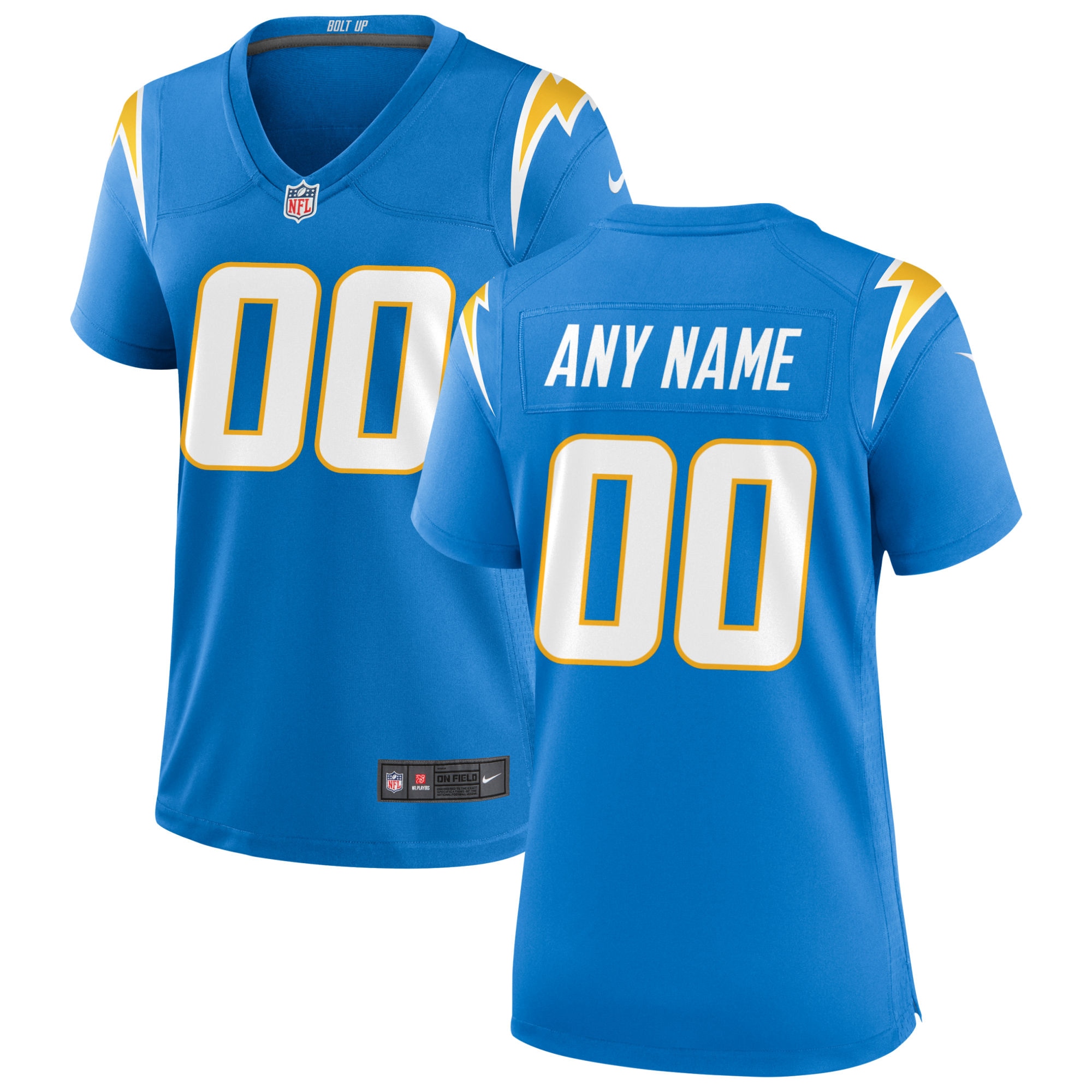 Women's Los Angeles Chargers Powder Blue Custom Game Jersey JS1971 Saliibo
