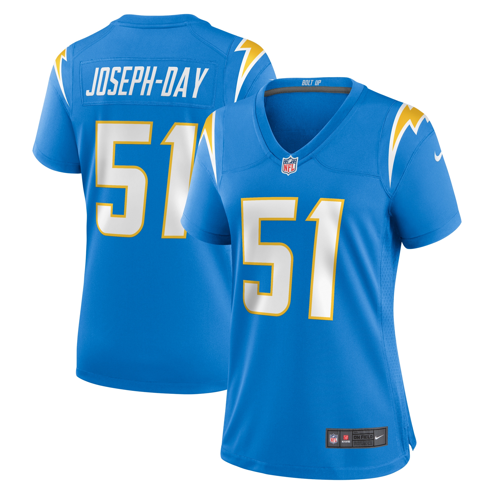 Women's Los Angeles Chargers Sebastian Joseph-Day Powder Blue Game Player Jersey JS2300 Saliibo