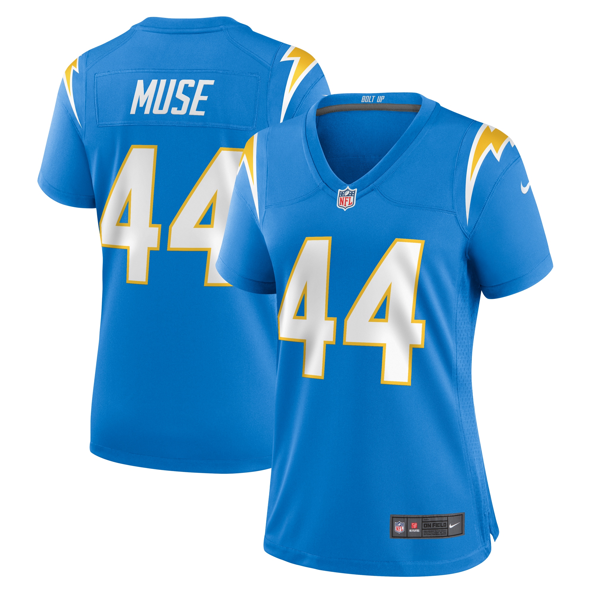 Women's Los Angeles Chargers Tanner Muse Powder Blue Team Game Jersey JS6691 Saliibo