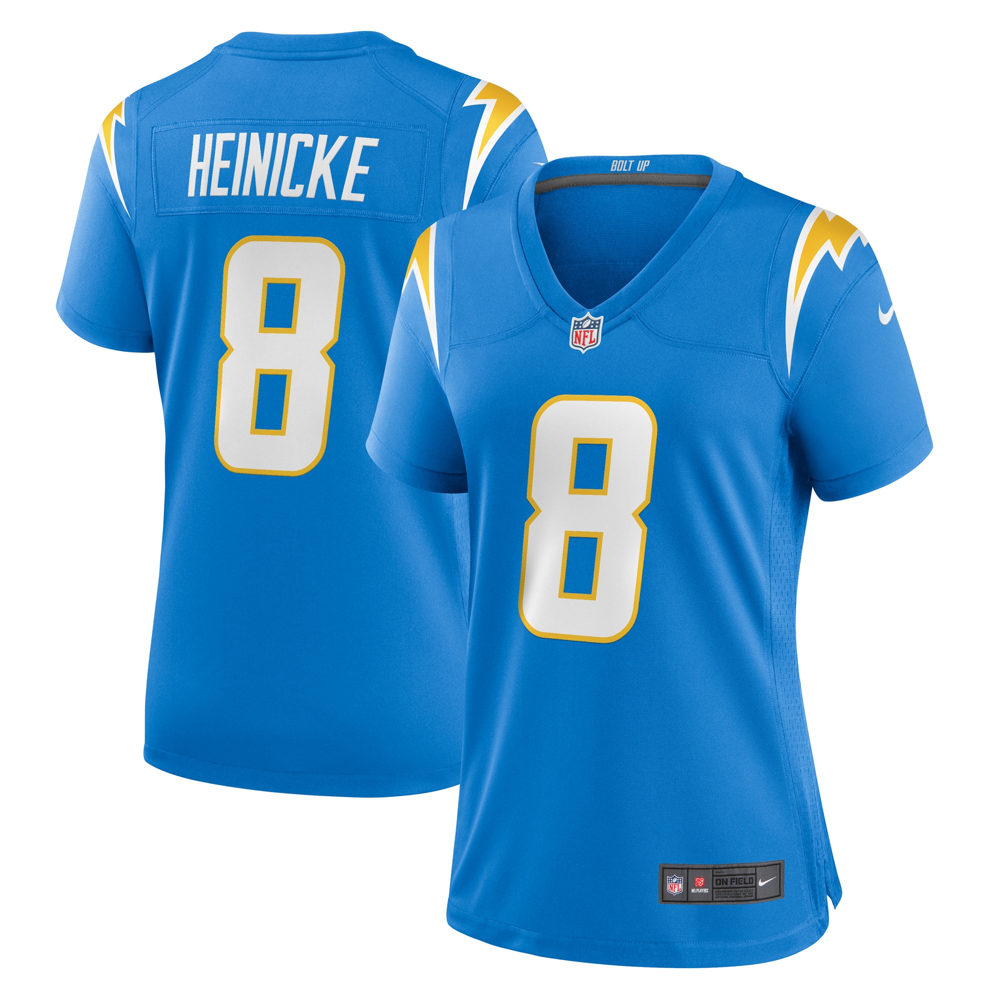 Women's Los Angeles Chargers Taylor Heinicke Powder Blue Game Jersey JS3605 Saliibo