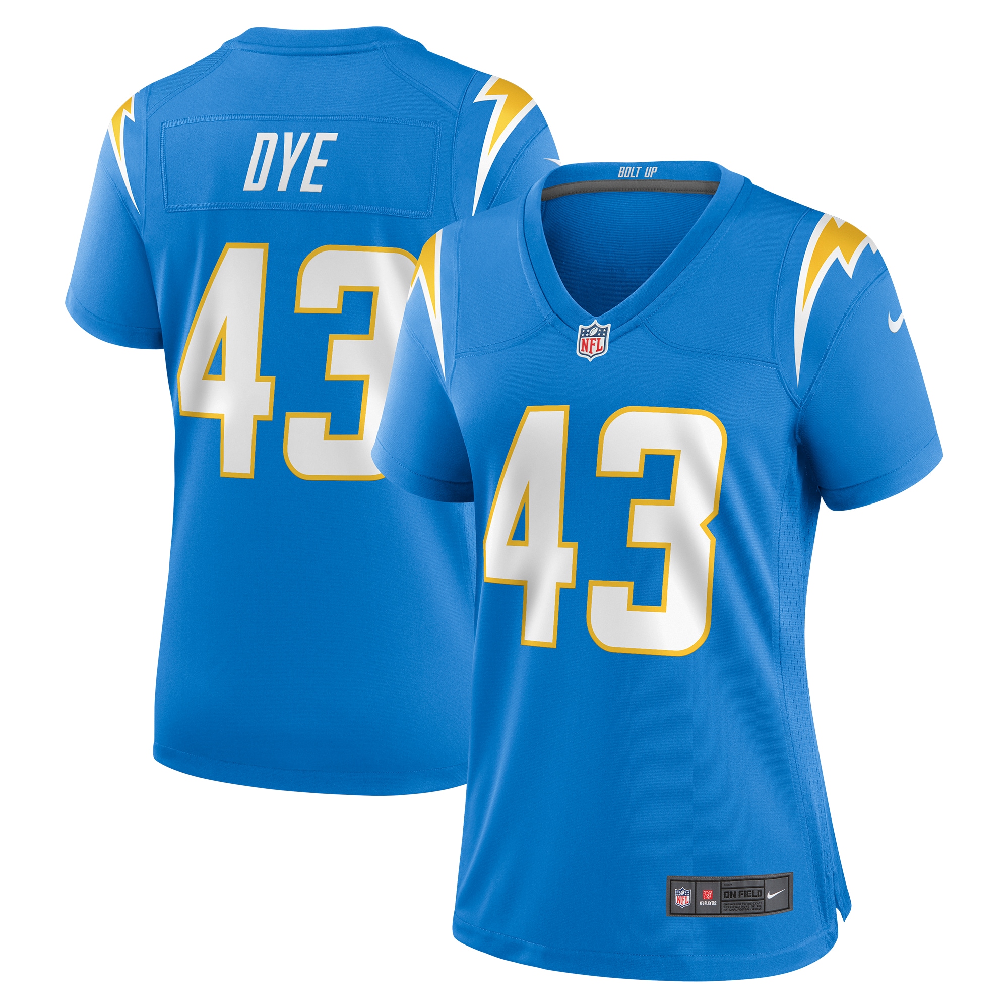 Women's Los Angeles Chargers Troy Dye Powder Blue Game Jersey JS9411 Saliibo