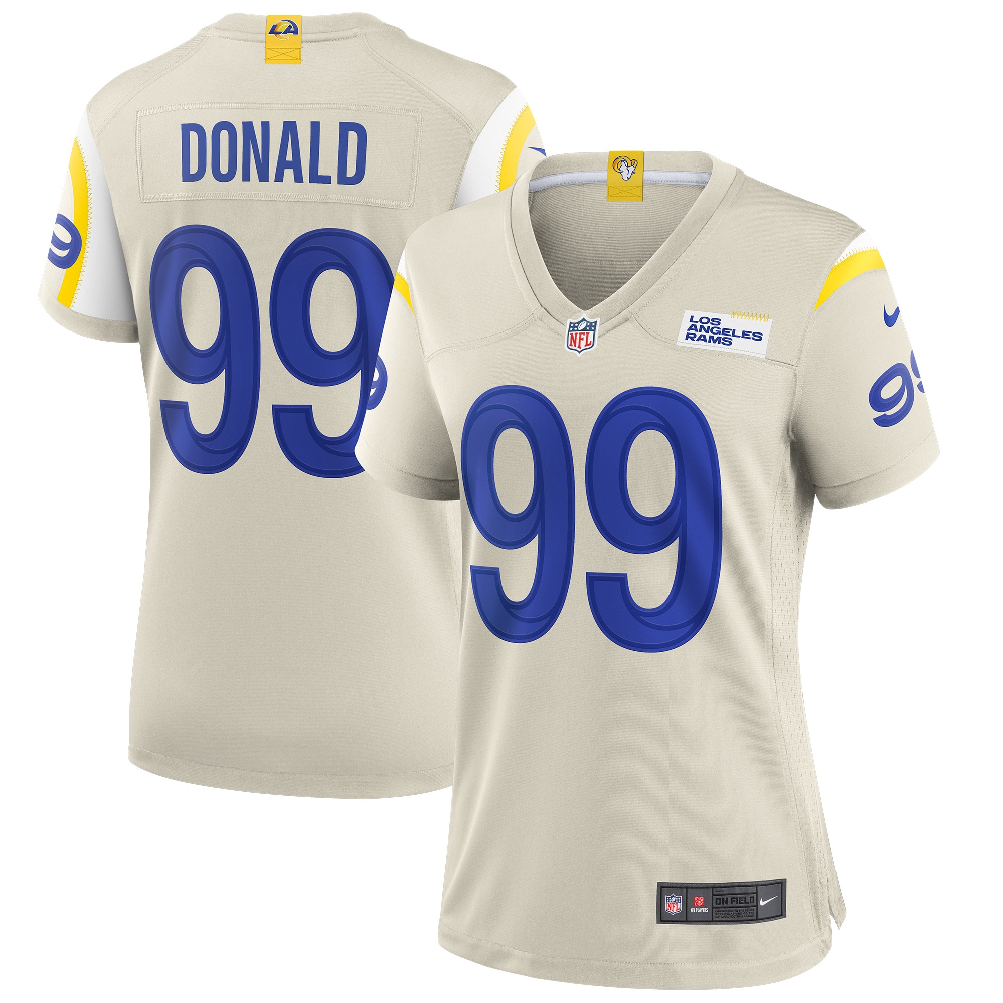 Women's Los Angeles Rams Aaron Donald Bone Player Game Jersey JS8214 Saliibo