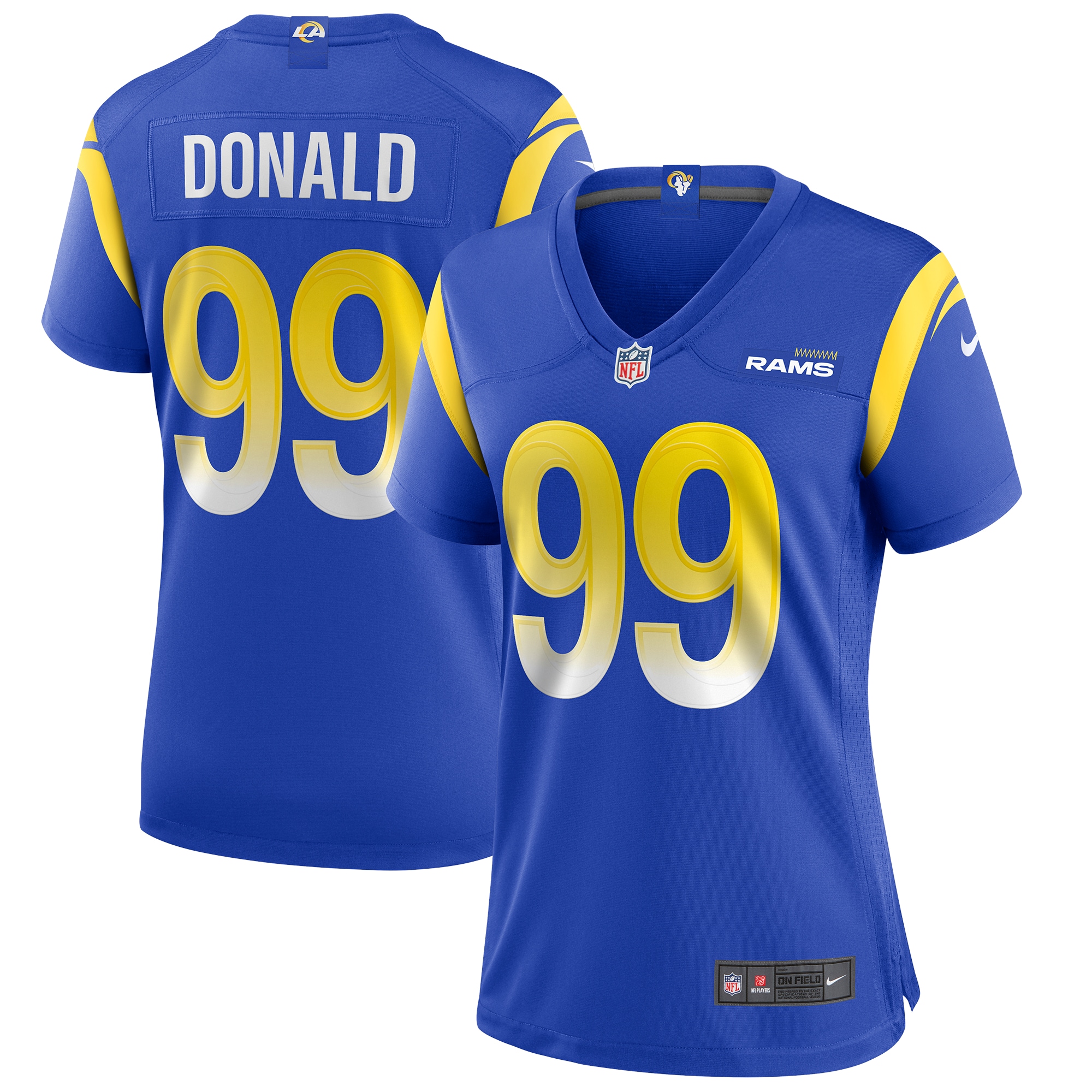 Women's Los Angeles Rams Aaron Donald Royal Player Jersey JS7636 Saliibo