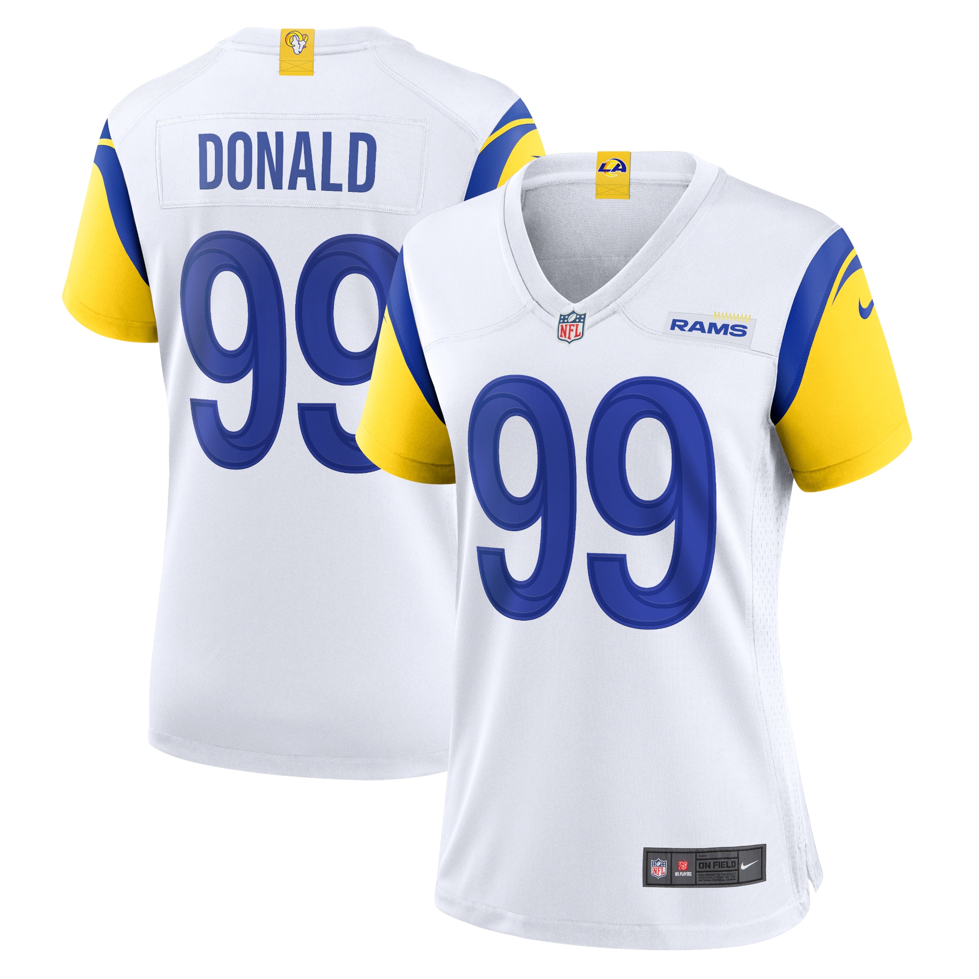 Women's Los Angeles Rams Aaron Donald White Alternate Game Jersey JS9059 Saliibo