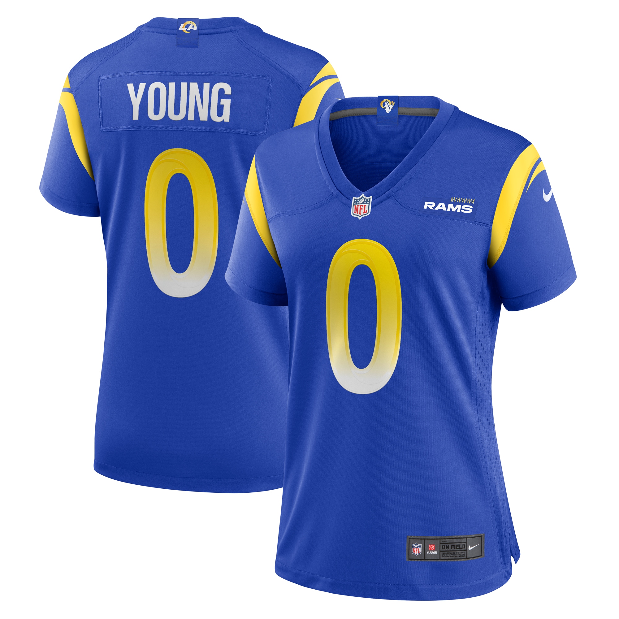 Women's Los Angeles Rams Byron Young Royal Home Game Jersey JS6556 Saliibo