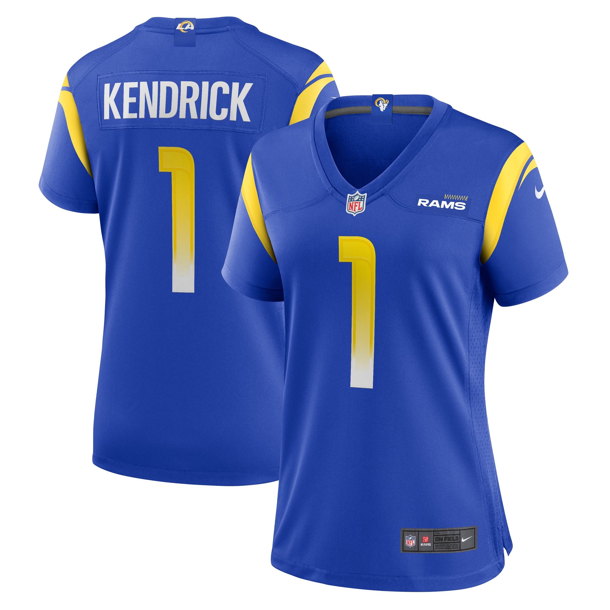 Women's Los Angeles Rams Derion Kendrick Royal Home Game Jersey JS3136 Saliibo