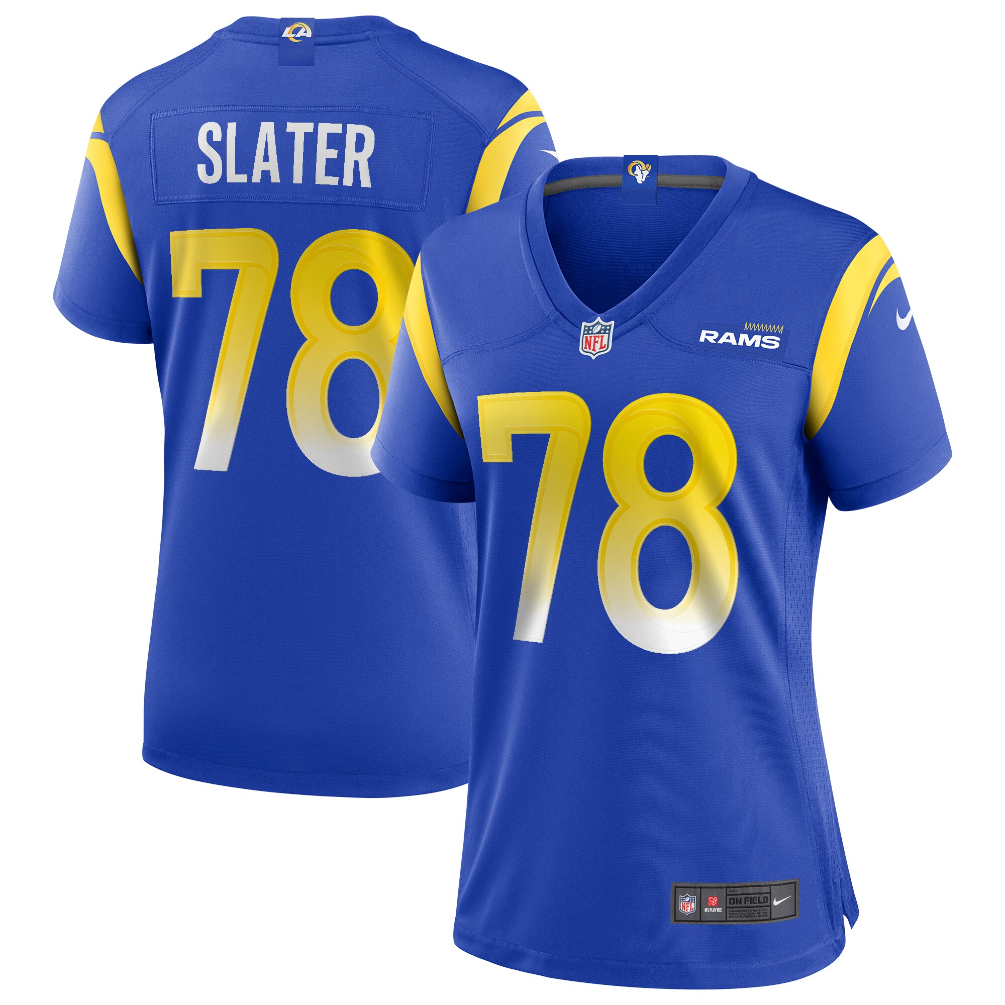 Women's Los Angeles Rams Jackie Slater Royal Game Retired Player Jersey JS3211 Saliibo