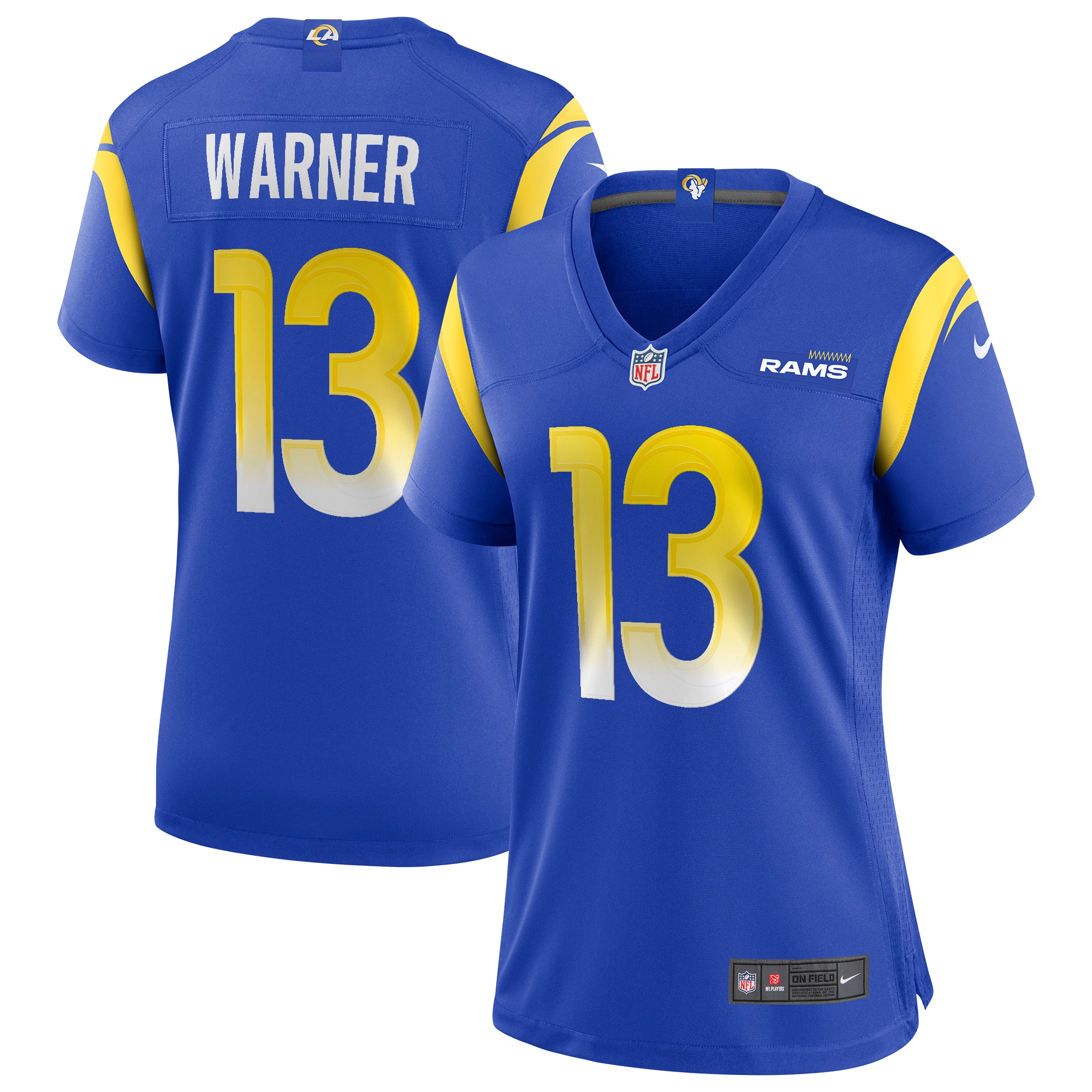 Women's Los Angeles Rams Kurt Warner Royal Game Retired Player Jersey JS9496 Saliibo