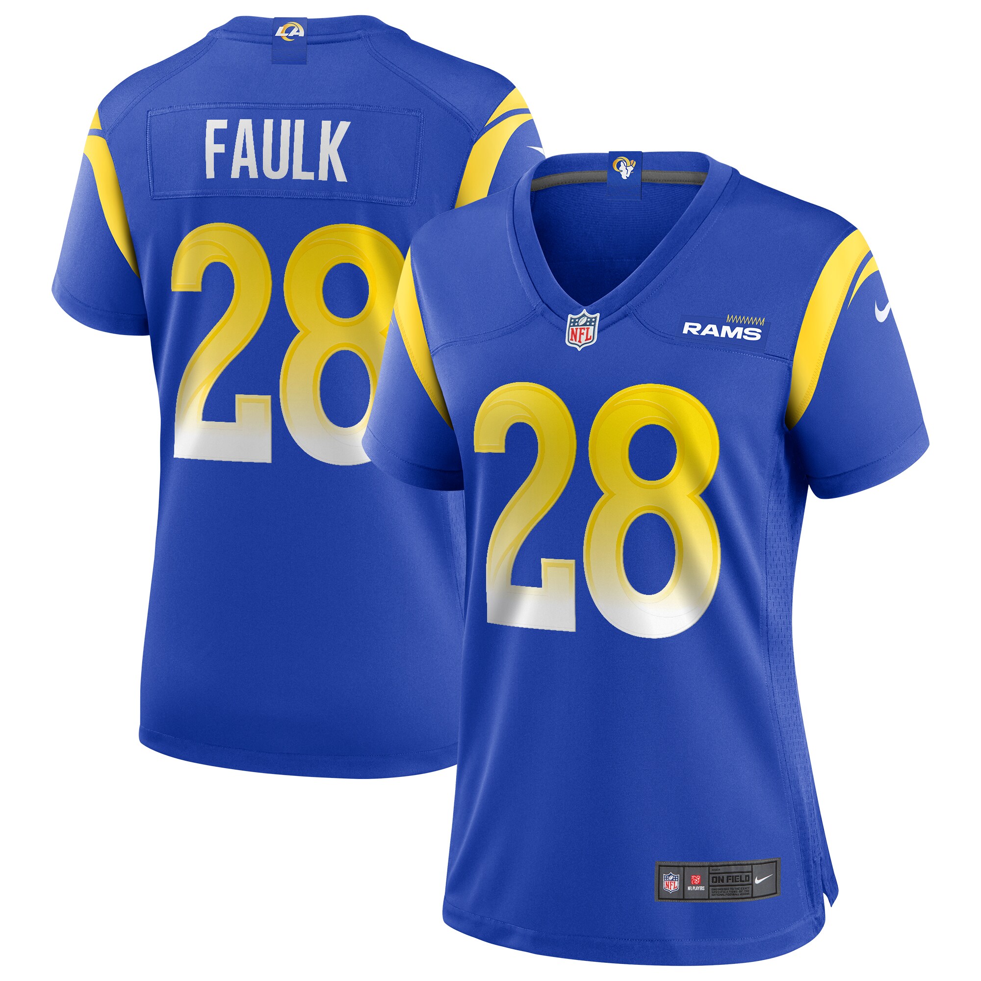 Women's Los Angeles Rams Marshall Faulk Royal Game Retired Player Jersey JS5867 Saliibo