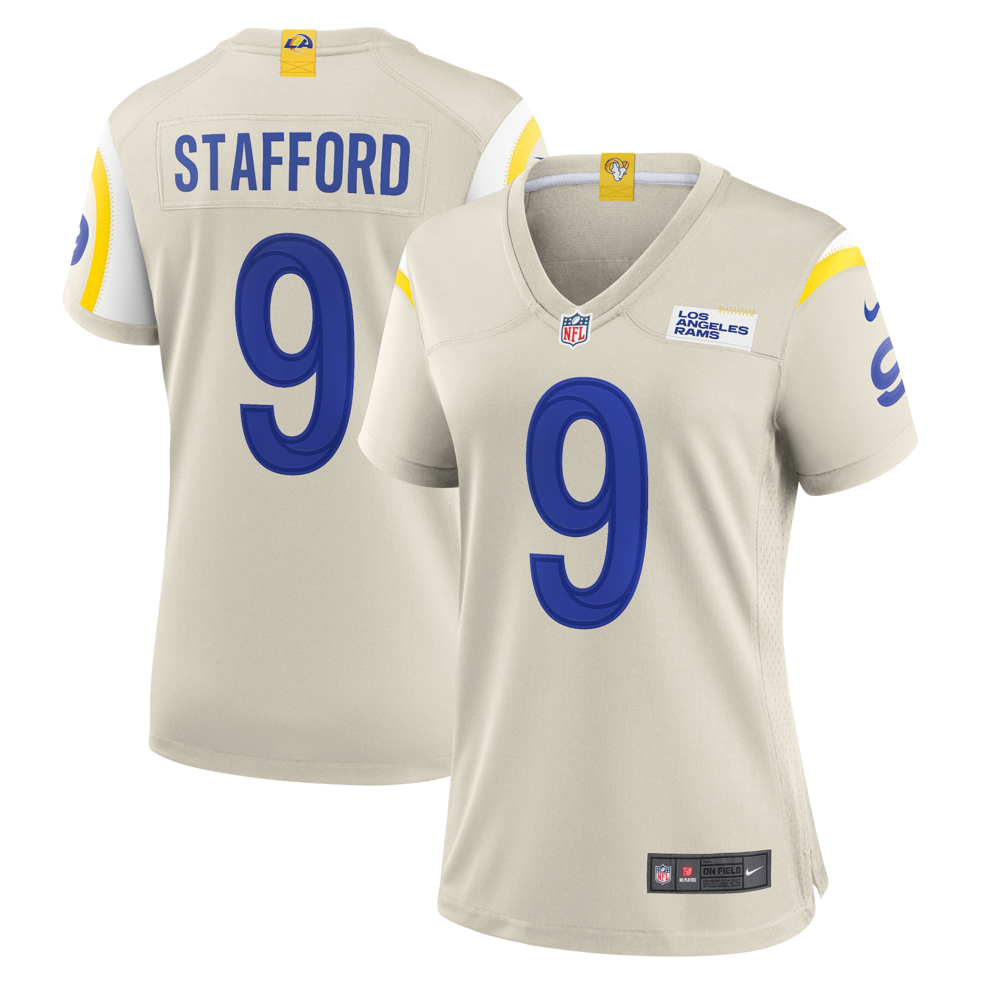 Women's Los Angeles Rams Matthew Stafford Bone Player Game Jersey JS2946 Saliibo