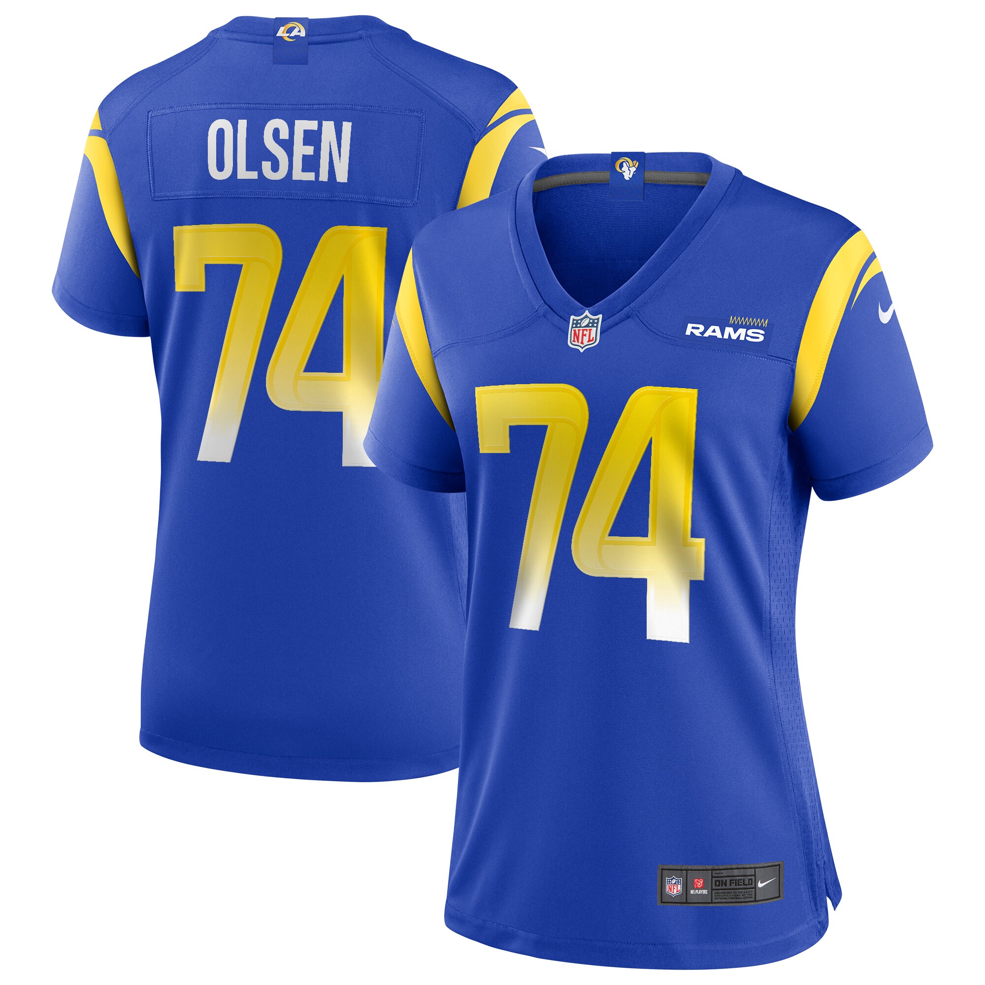 Women's Los Angeles Rams Merlin Olsen Royal Game Retired Player Jersey JS1391 Saliibo