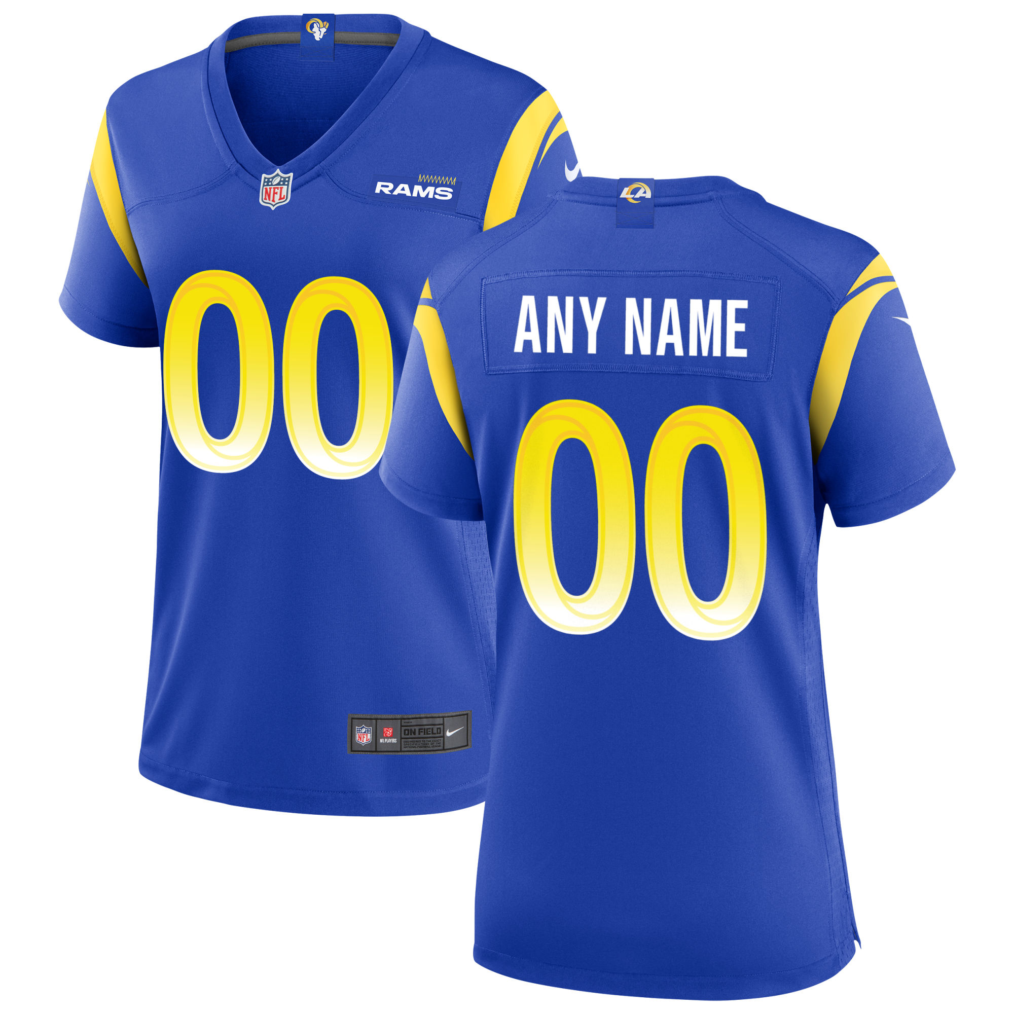 Women's Los Angeles Rams Royal Custom Game Jersey JS3195 Saliibo