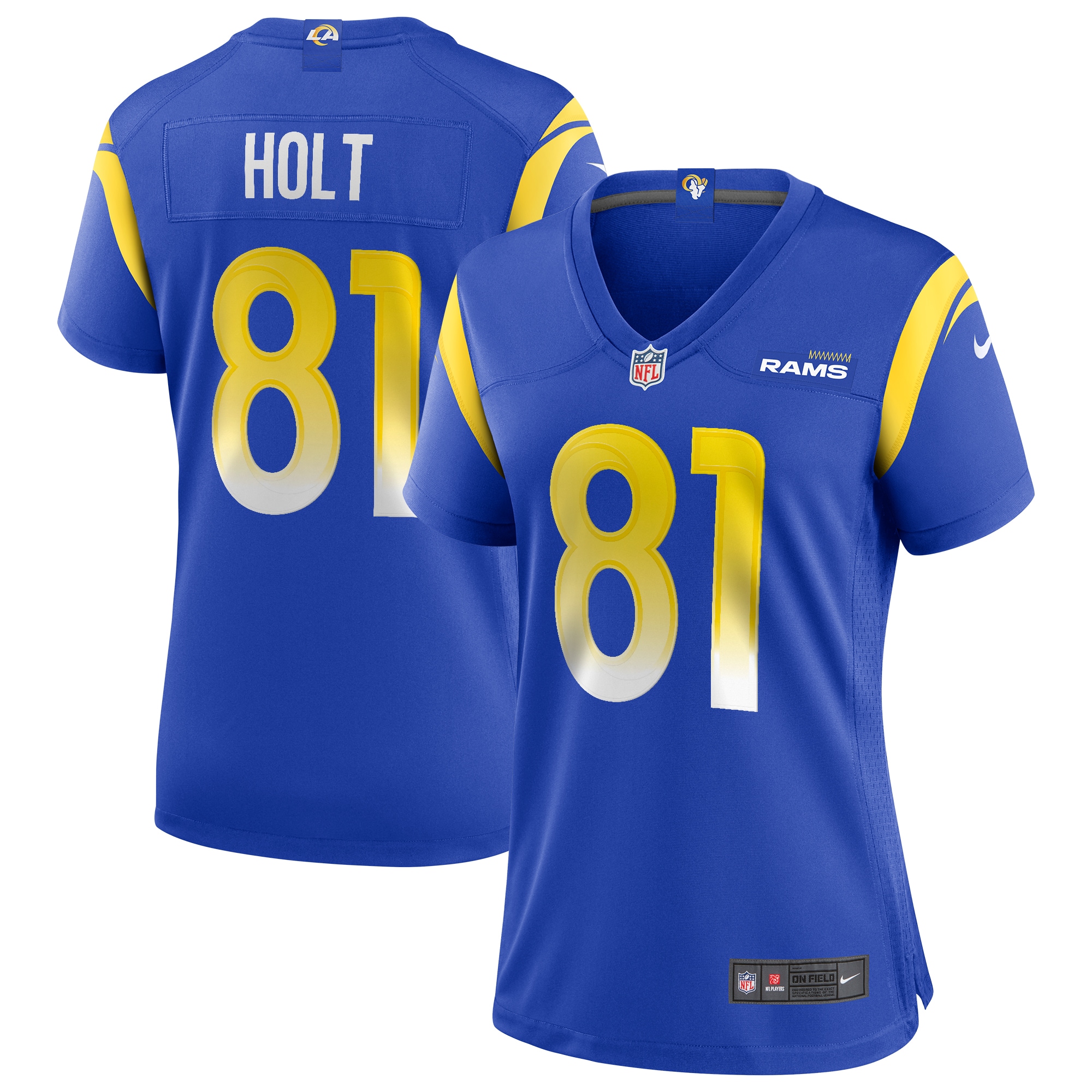 Women's Los Angeles Rams Torry Holt Royal Game Retired Player Jersey JS1429 Saliibo