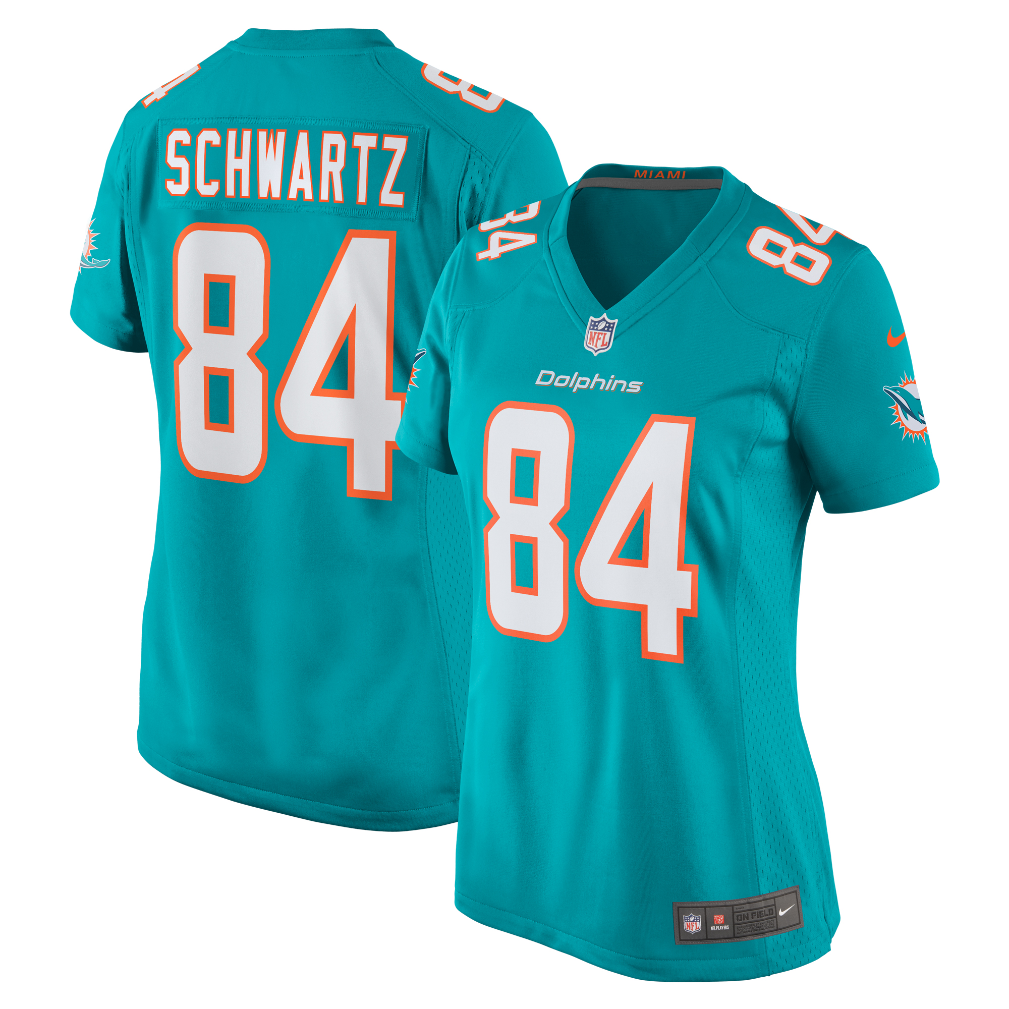 Women's Miami Dolphins Anthony Schwartz Aqua Team Game Jersey JS3140 Saliibo