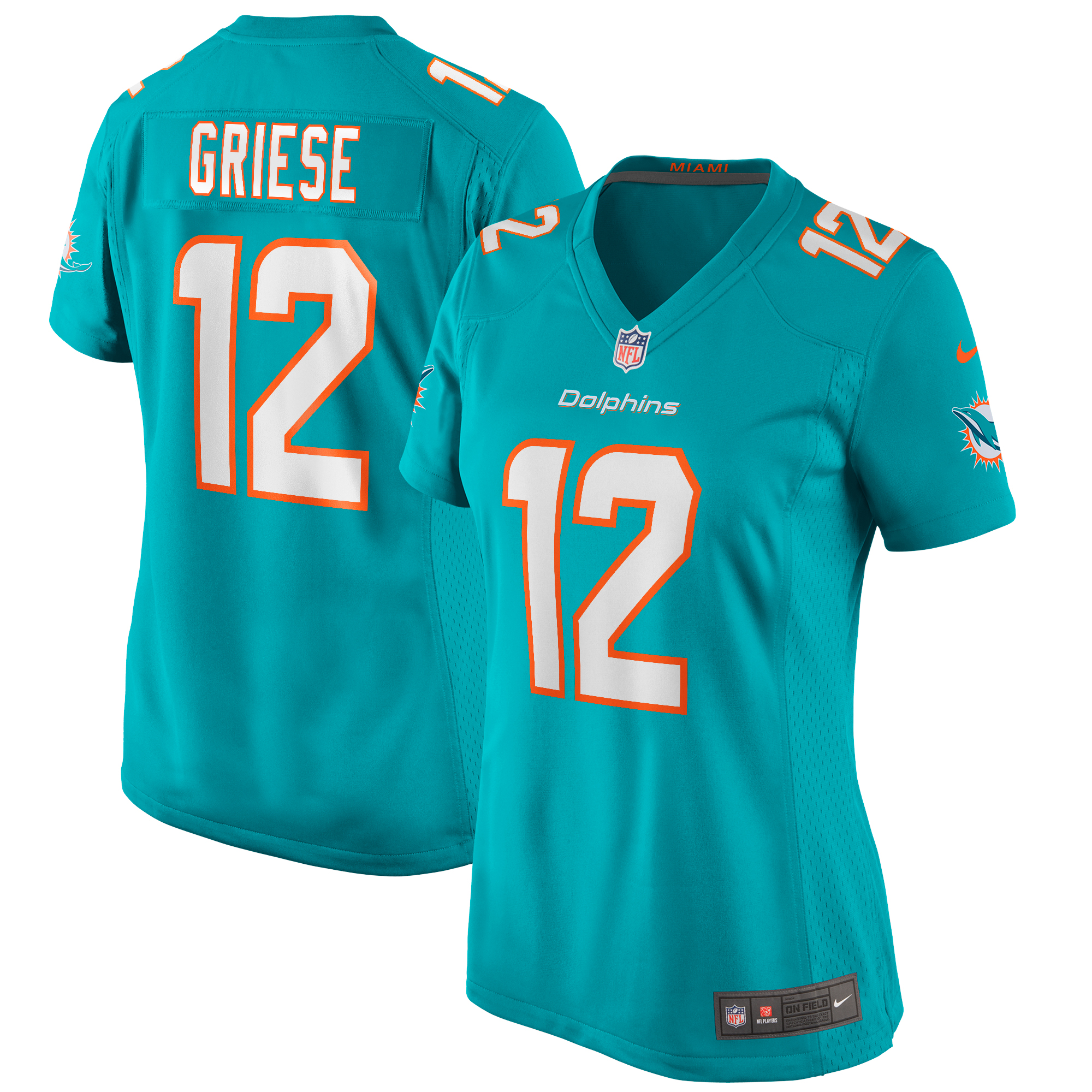 Women's Miami Dolphins Bob Griese Aqua Game Retired Player Jersey JS7350 Saliibo