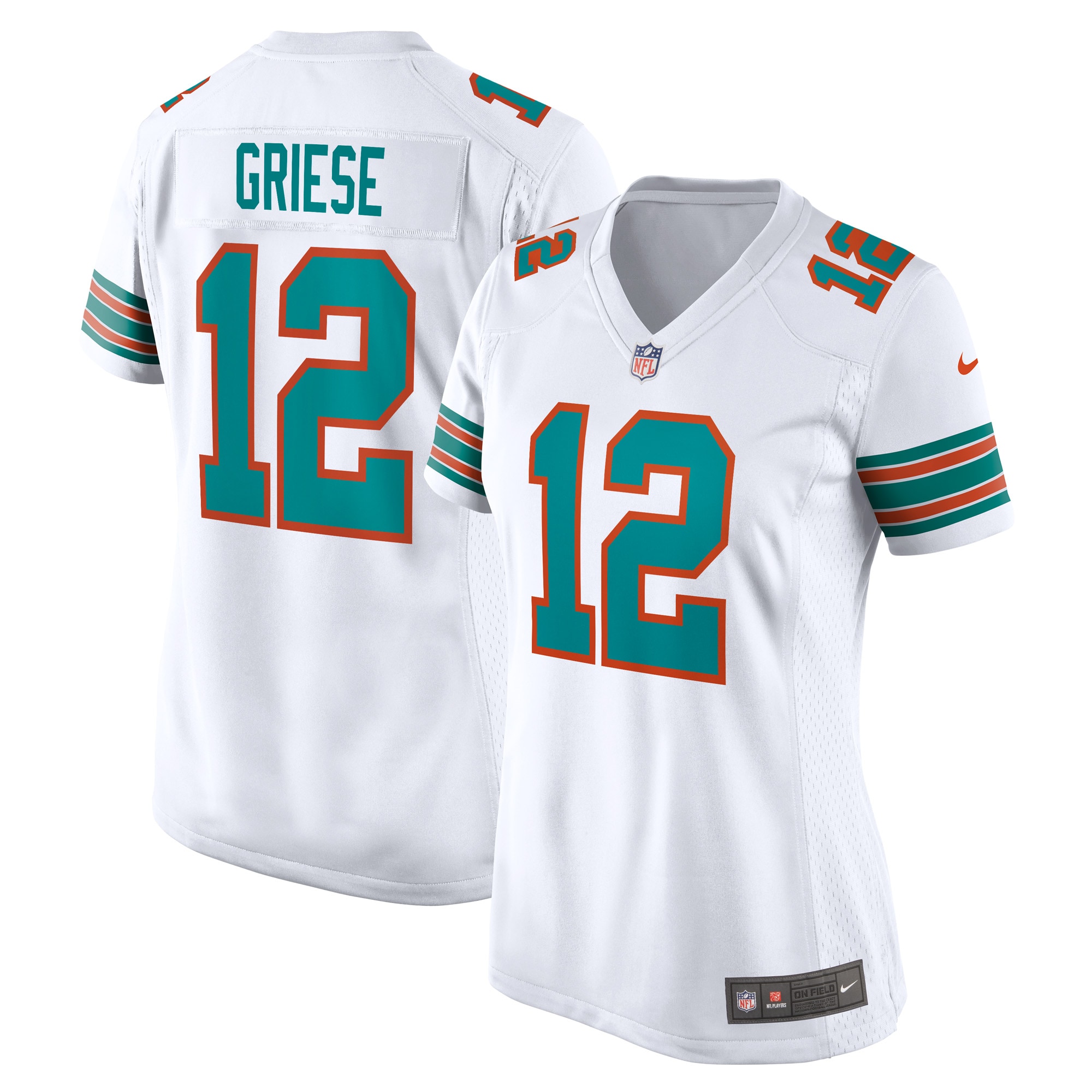 Women's Miami Dolphins Bob Griese White Retired Player Jersey JS9616 Saliibo