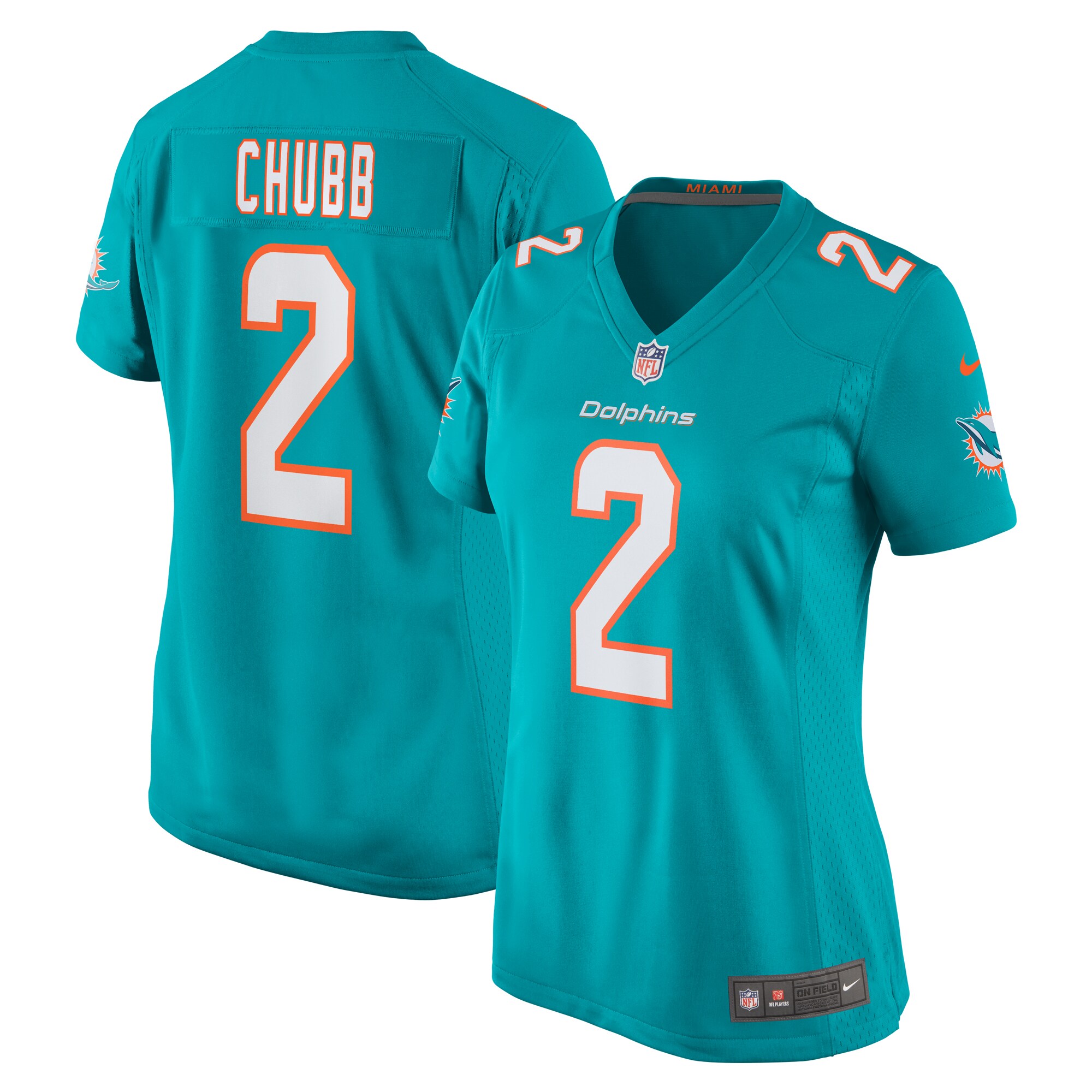 Women's Miami Dolphins Bradley Chubb Aqua Game Player Jersey JS6006 Saliibo
