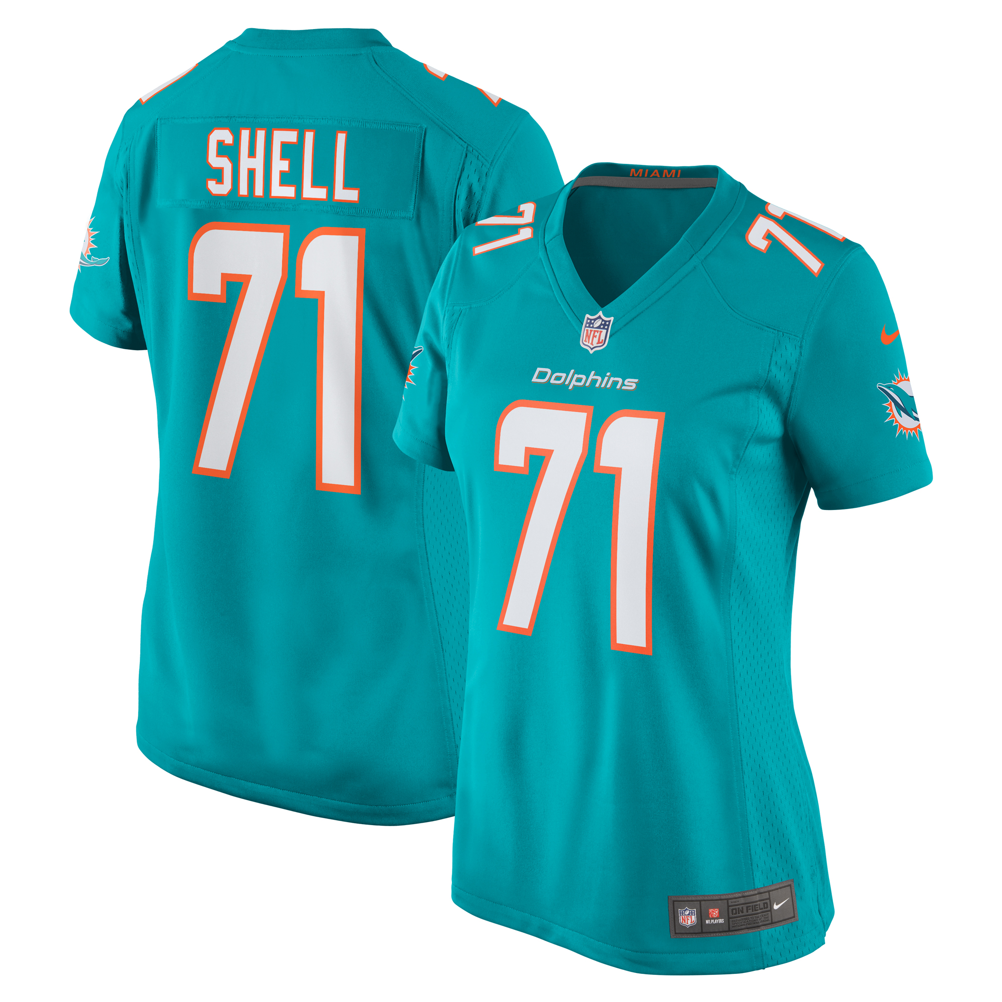 Women's Miami Dolphins Brandon Shell Aqua Home Game Player Jersey JS2195 Saliibo