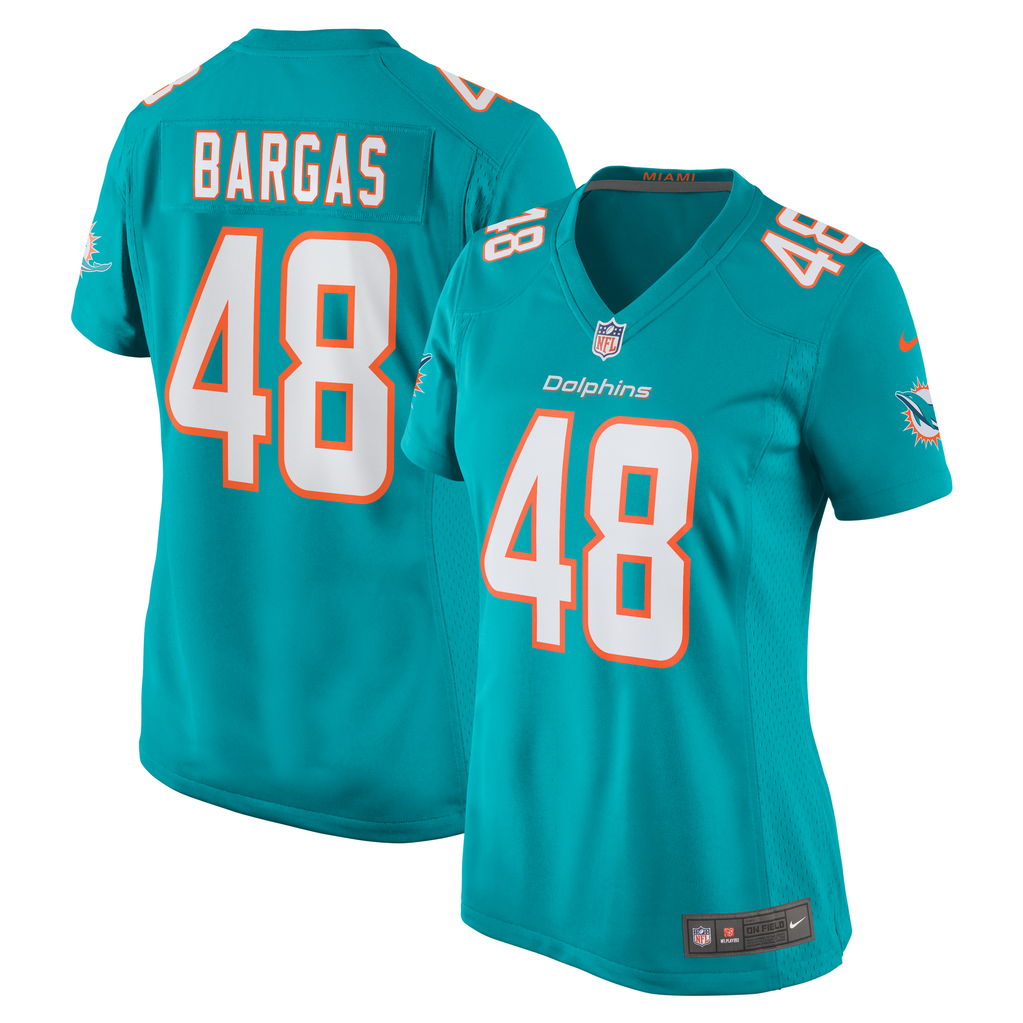 Women's Miami Dolphins Jake Bargas Aqua Home Game Player Jersey JS3187 Saliibo