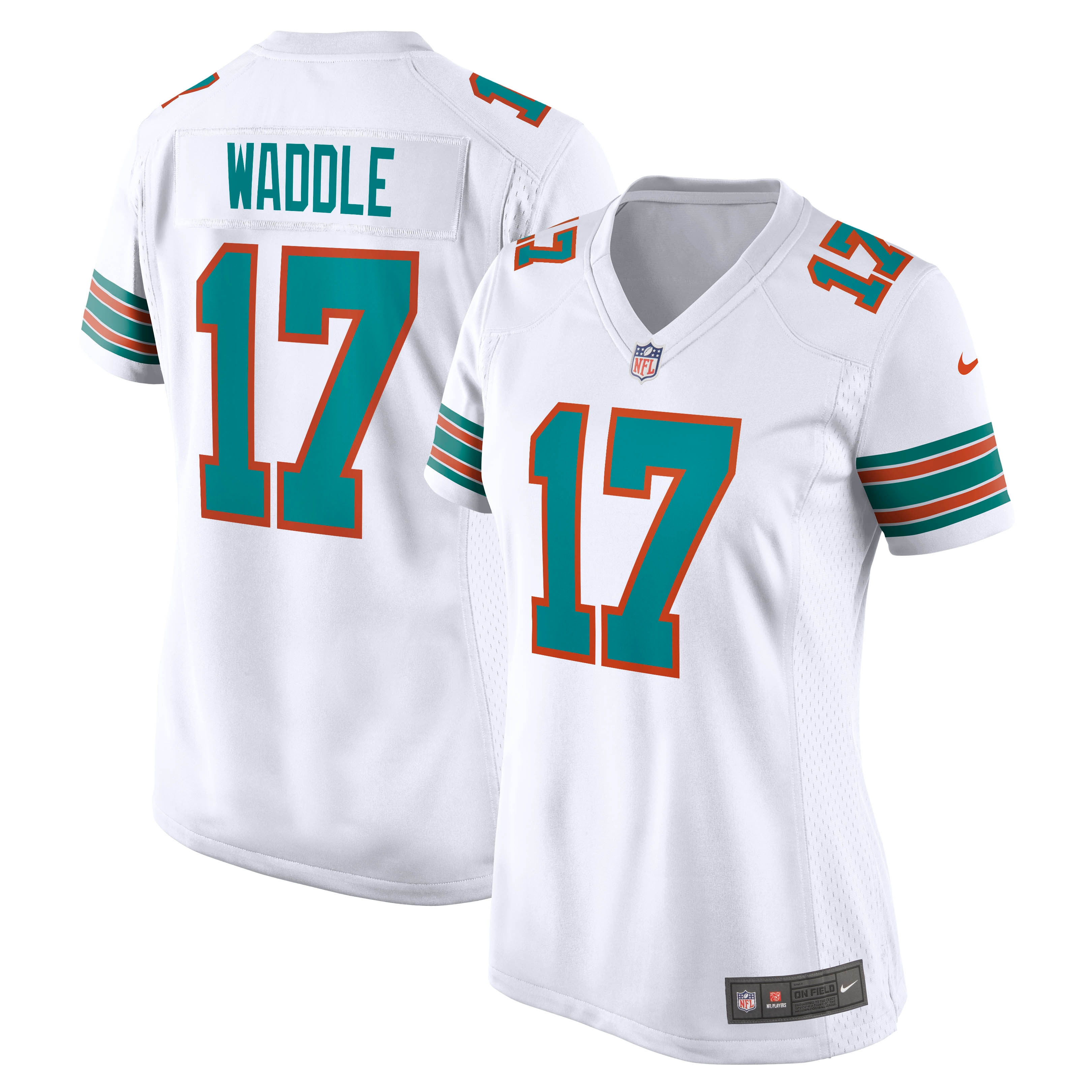 Women's Miami Dolphins Jaylen Waddle White Game Jersey JS8120 Saliibo
