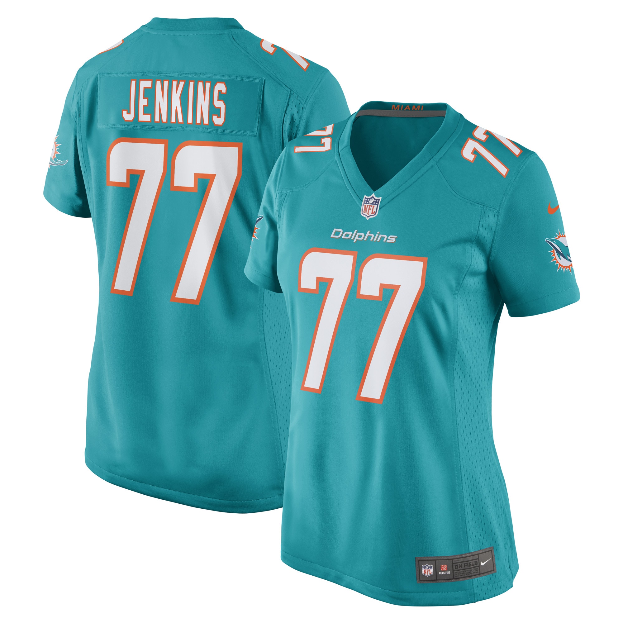 Women's Miami Dolphins John Jenkins Aqua Game Player Jersey JS2415 Saliibo