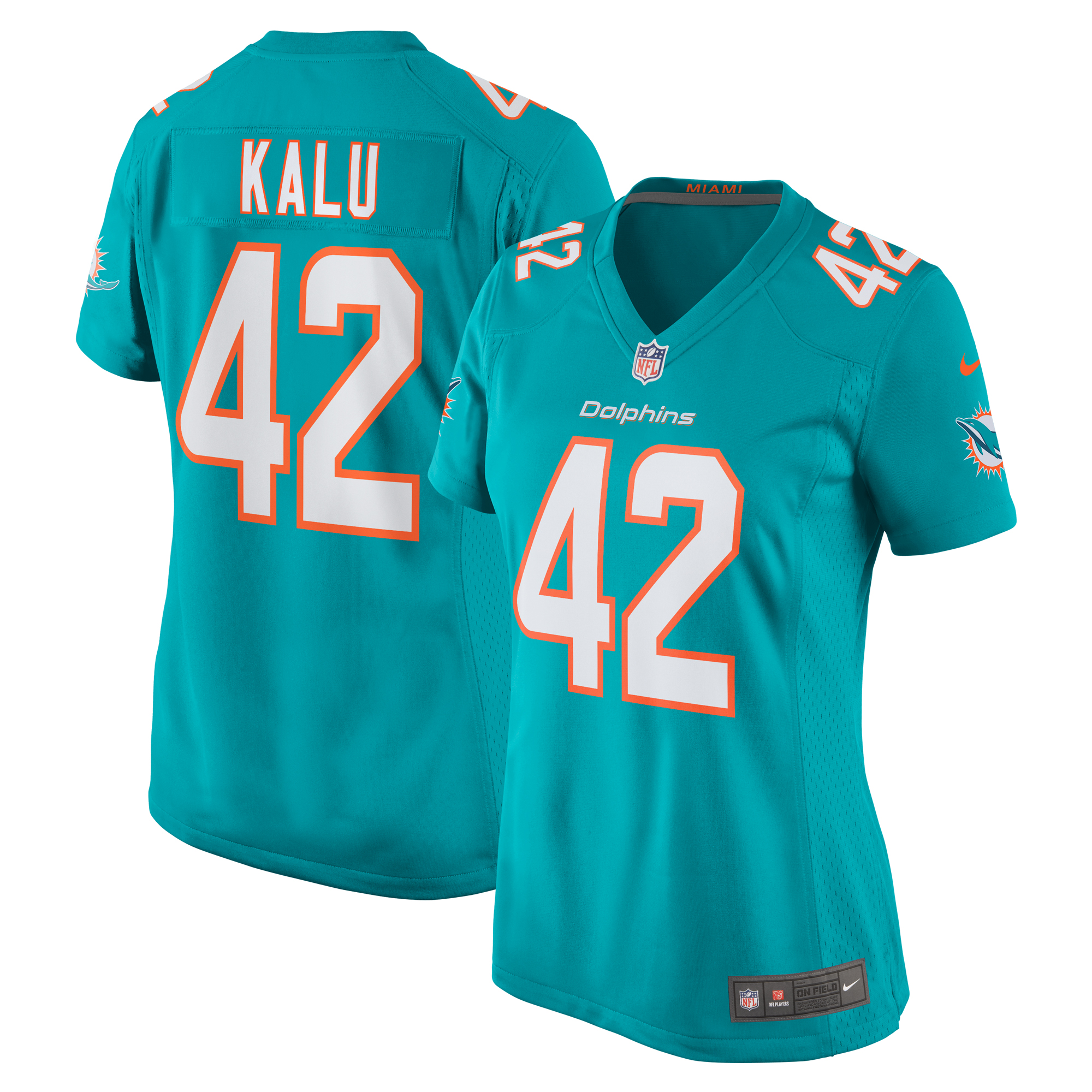 Women's Miami Dolphins Joshua Kalu Aqua Team Game Jersey JS4686 Saliibo
