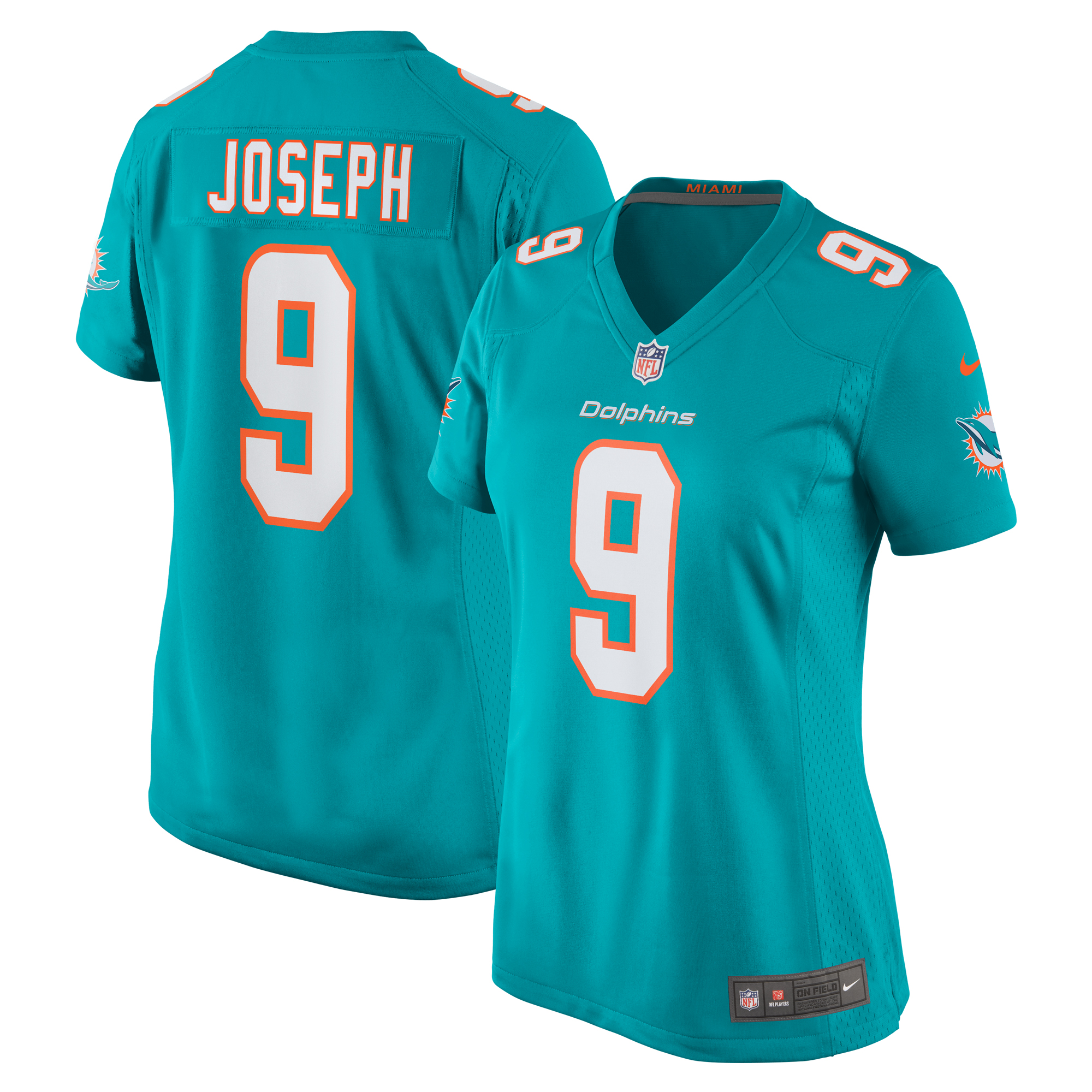 Women's Miami Dolphins Kelvin Joseph Aqua Team Game Jersey JS3592 Saliibo