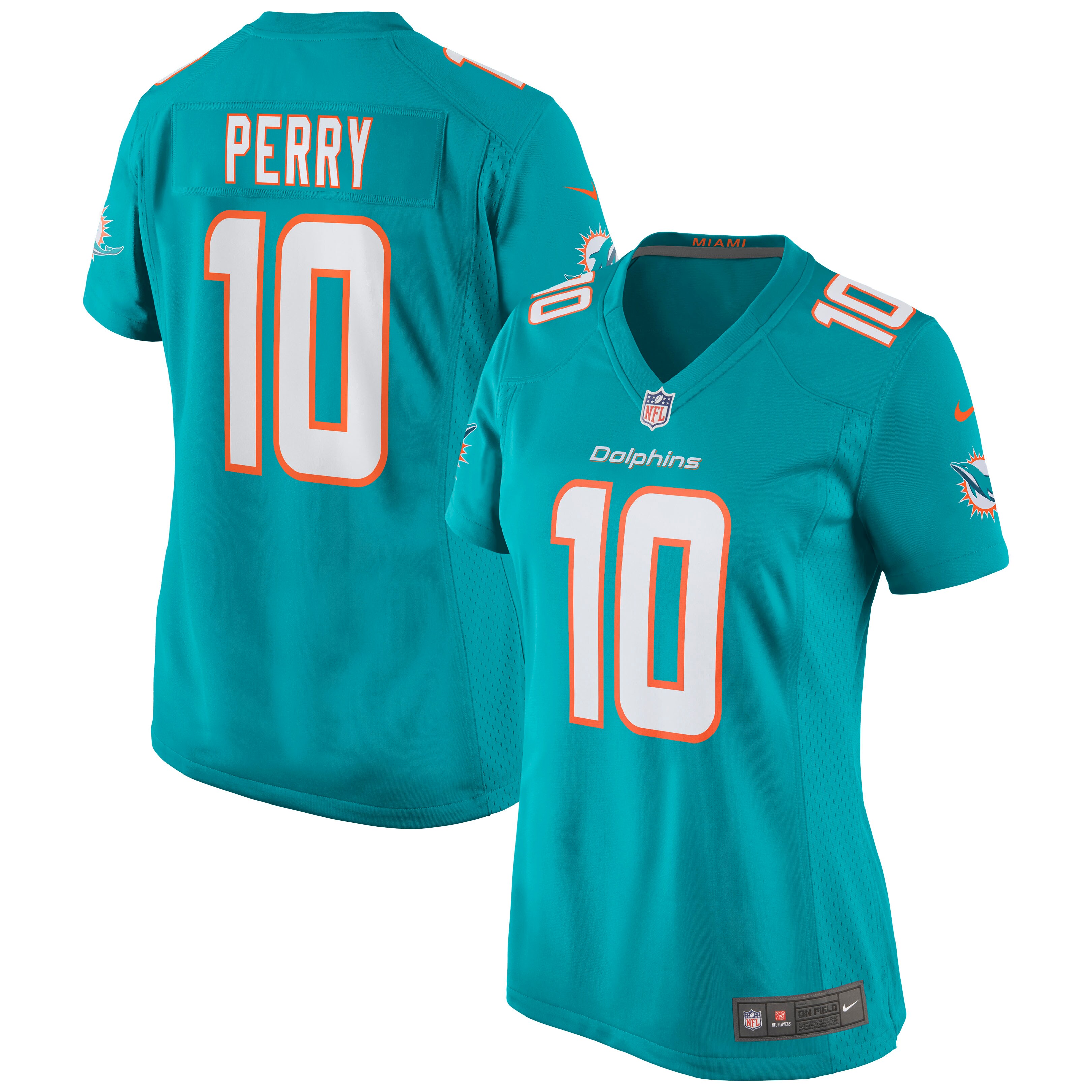Women's Miami Dolphins Malcolm Perry Aqua Game Jersey JS5976 Saliibo