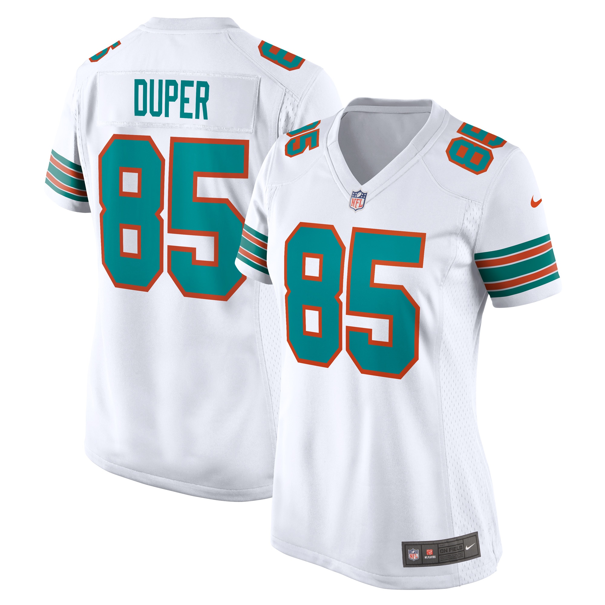 Women's Miami Dolphins Mark Duper White Retired Player Jersey JS7327 Saliibo