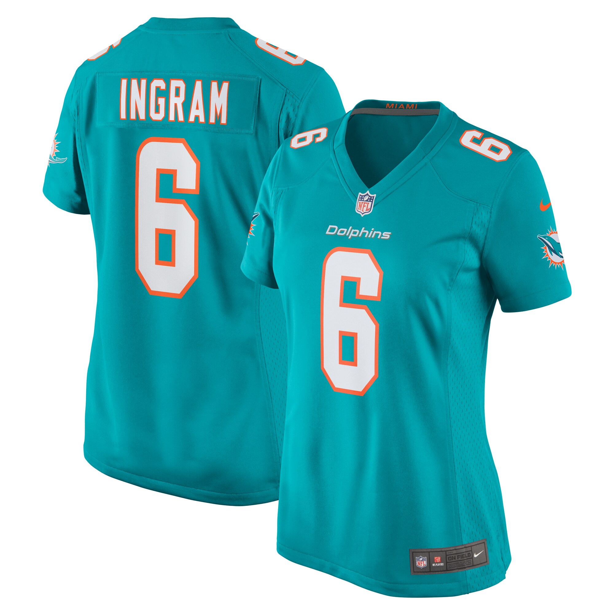 Women's Miami Dolphins Melvin Ingram Aqua Home Game Player Jersey JS4756 Saliibo