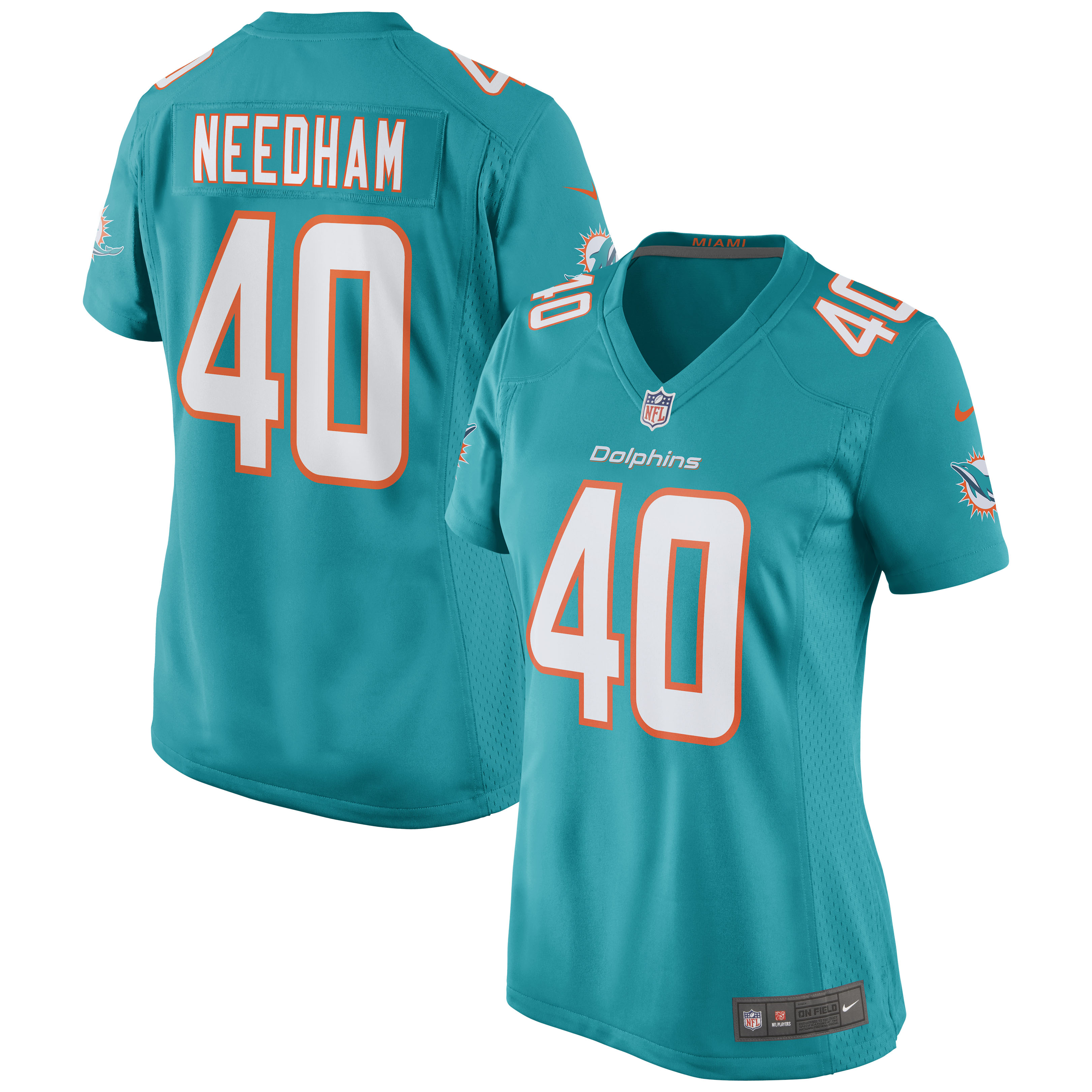 Women's Miami Dolphins Nik Needham Aqua Game Jersey JS9652 Saliibo