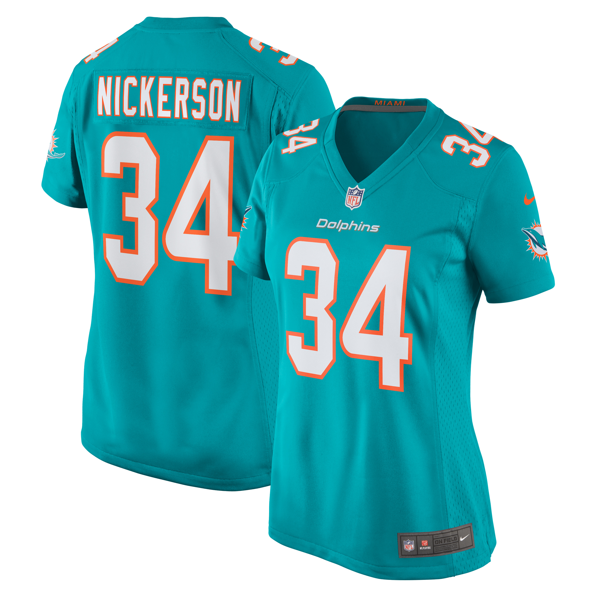 Women's Miami Dolphins Parry Nickerson Aqua Team Game Jersey JS3473 Saliibo