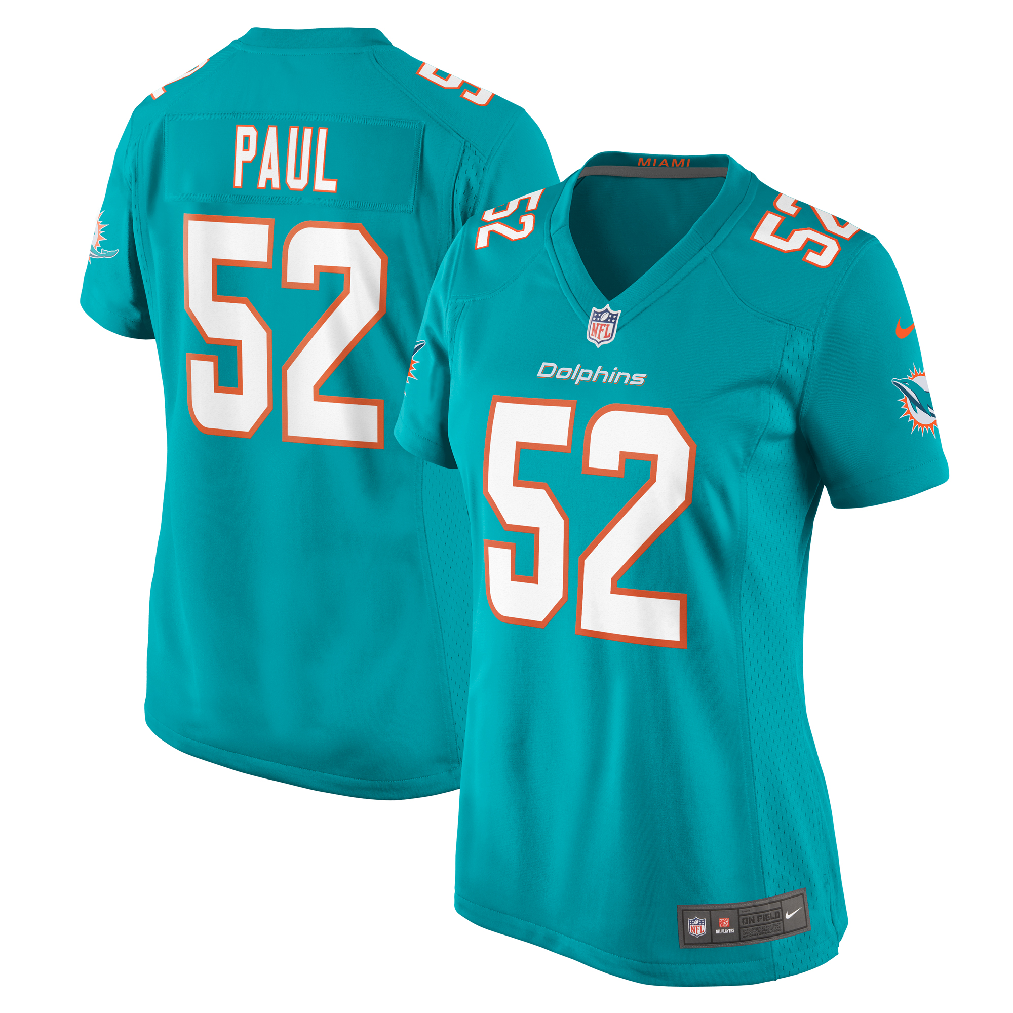 Women's Miami Dolphins Patrick Paul Aqua Game Jersey JS7053 Saliibo