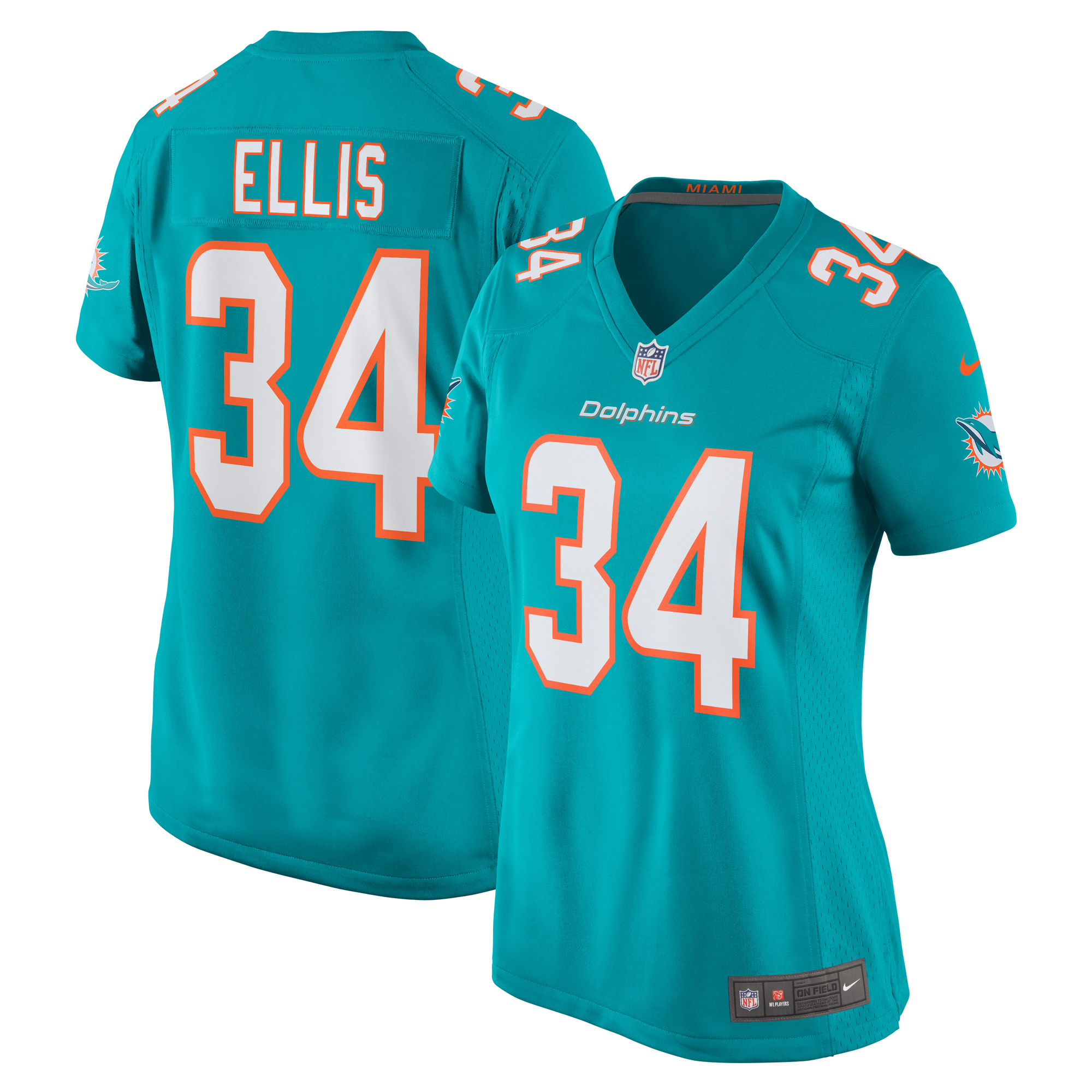 Women's Miami Dolphins Tino Ellis Aqua Home Game Player Jersey JS9914 Saliibo