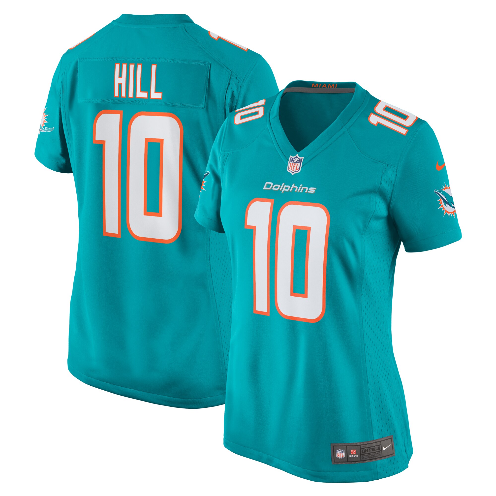 Women's Miami Dolphins Tyreek Hill Aqua Player Jersey JS4943 Saliibo