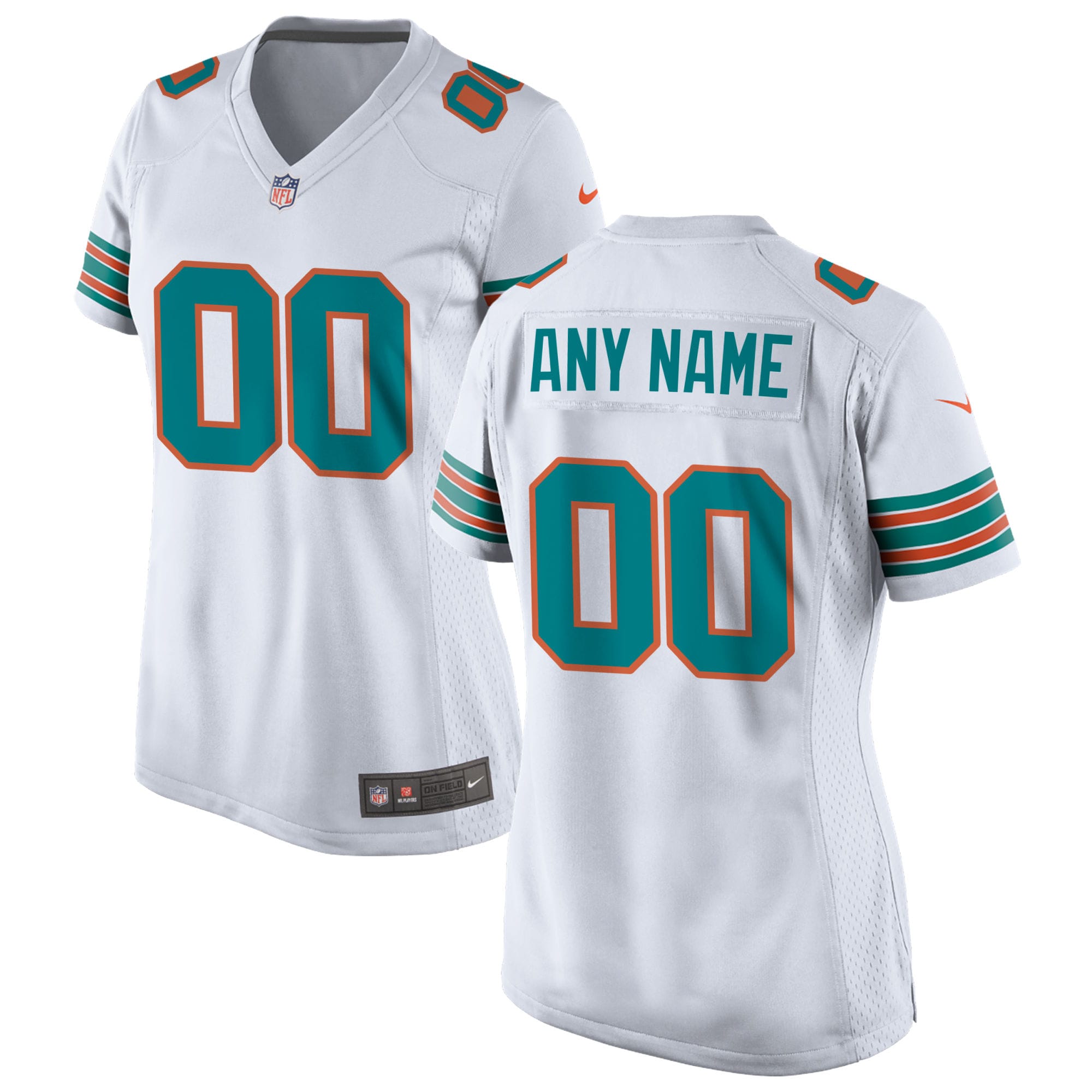 Women's Miami Dolphins White Alternate Custom Game Jersey JS3535 Saliibo