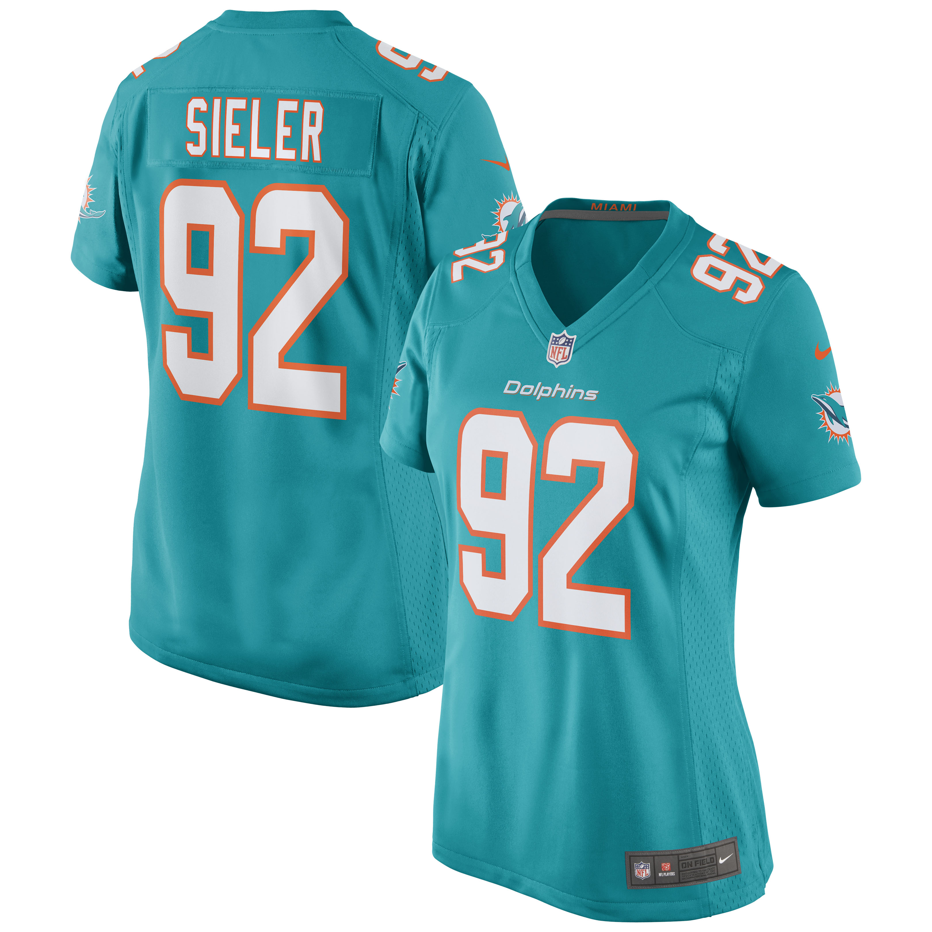Women's Miami Dolphins Zach Sieler Aqua Game Jersey JS2002 Saliibo