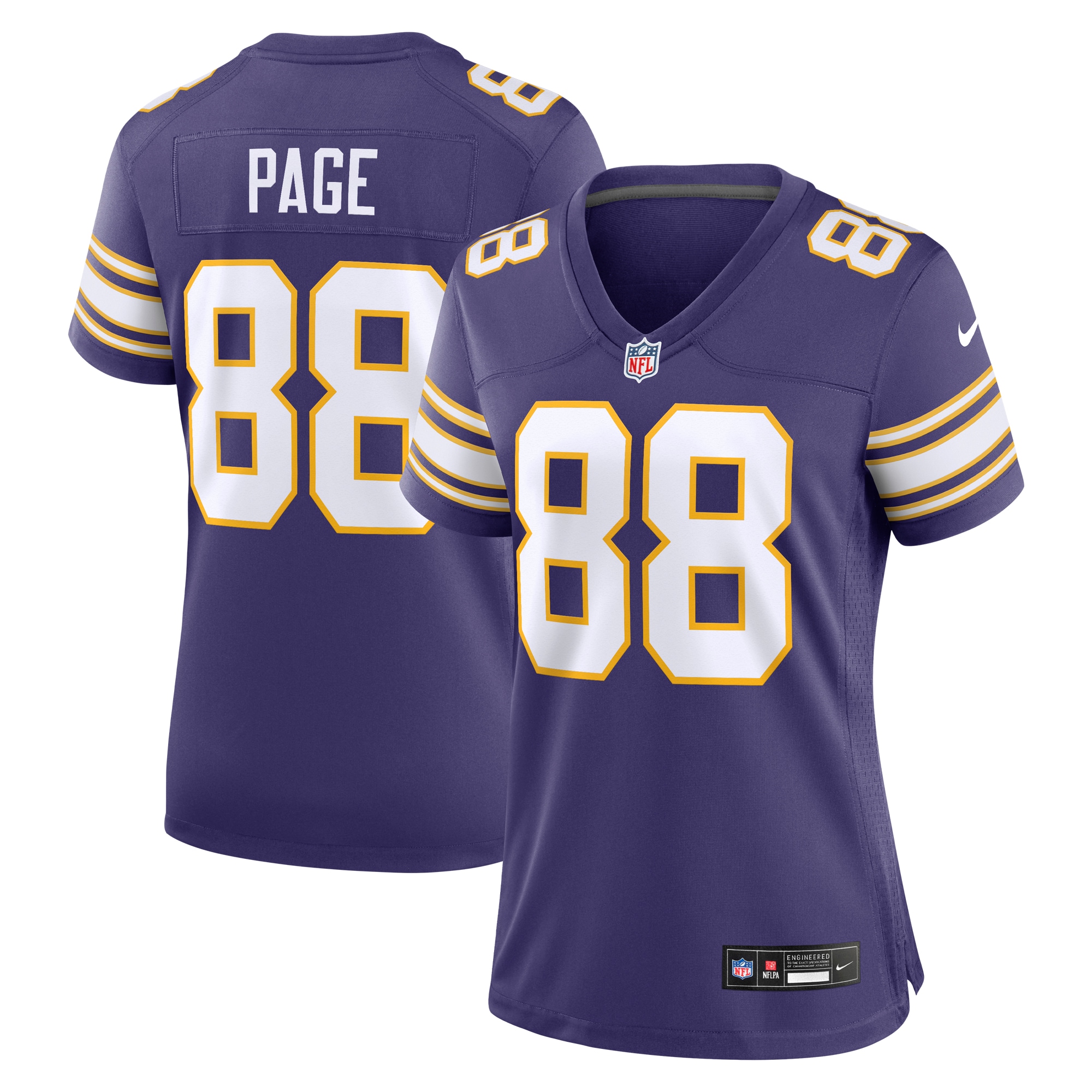 Women's Minnesota Vikings Alan Page Purple Classic Retired Player Jersey JS5660 Saliibo