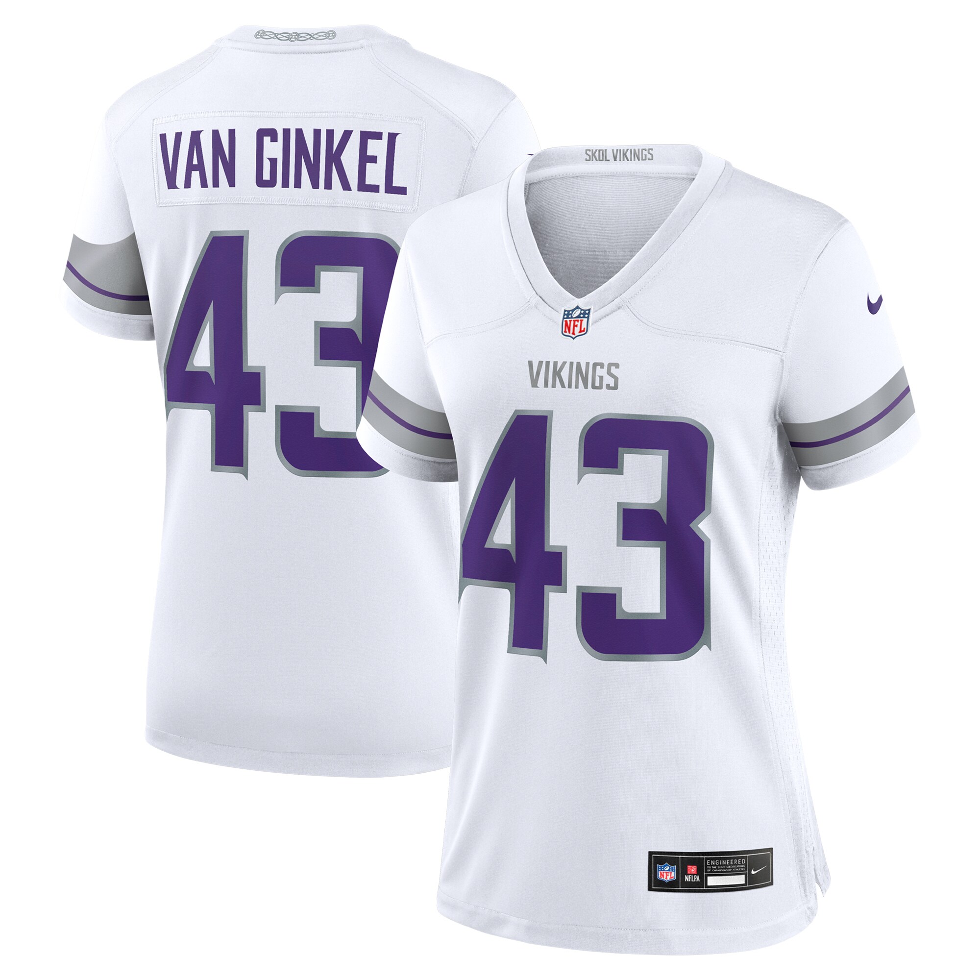 Women's Minnesota Vikings Andrew Van Ginkel White Alternate Game Jersey JS3262 Saliibo