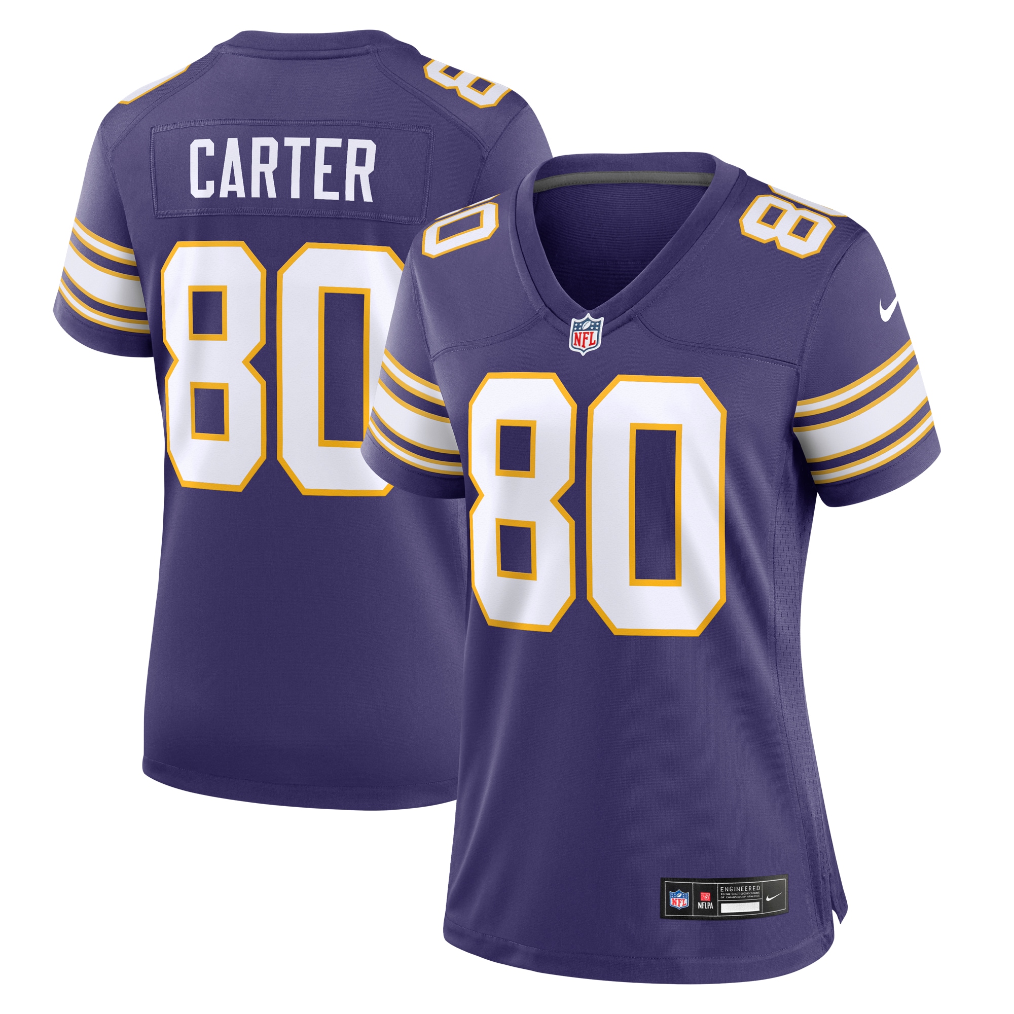 Women's Minnesota Vikings Cris Carter Purple Classic Retired Player Game Jersey JS9755 Saliibo