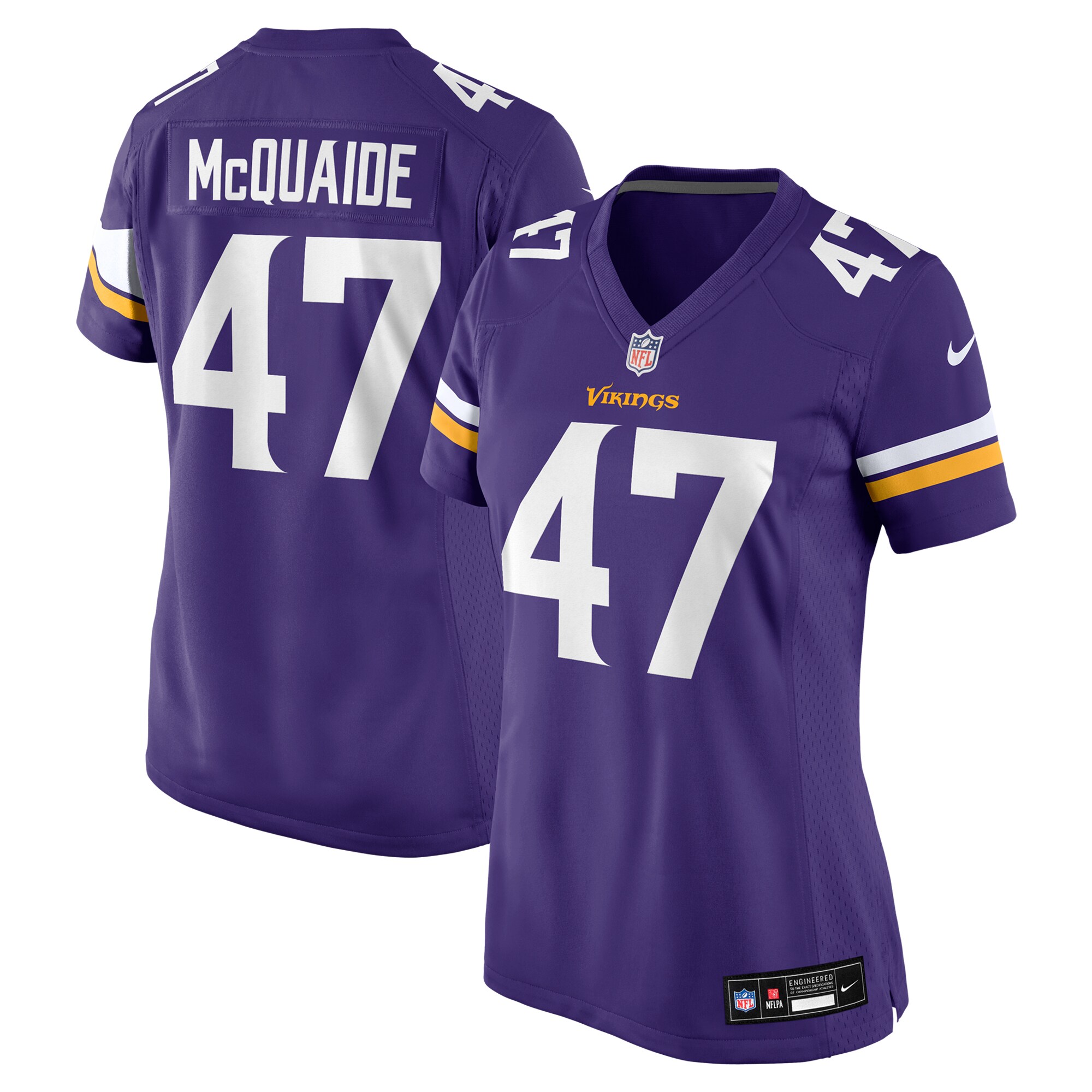 Women's Minnesota Vikings Jake McQuaide Purple Game Jersey JS6593 Saliibo