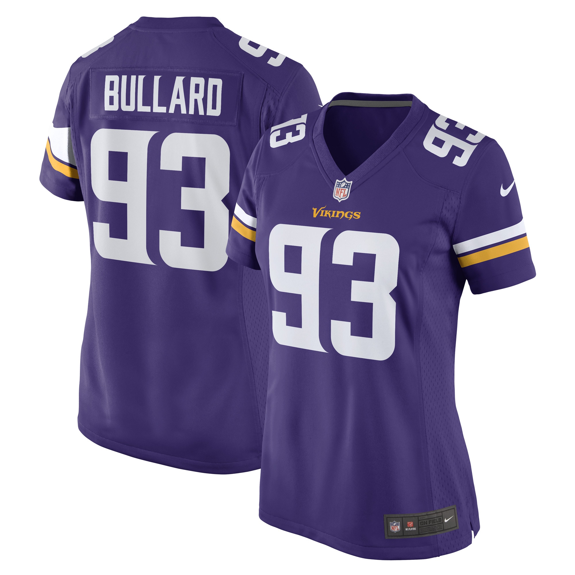 Women's Minnesota Vikings Jonathan Bullard Purple Game Player Jersey JS3106 Saliibo