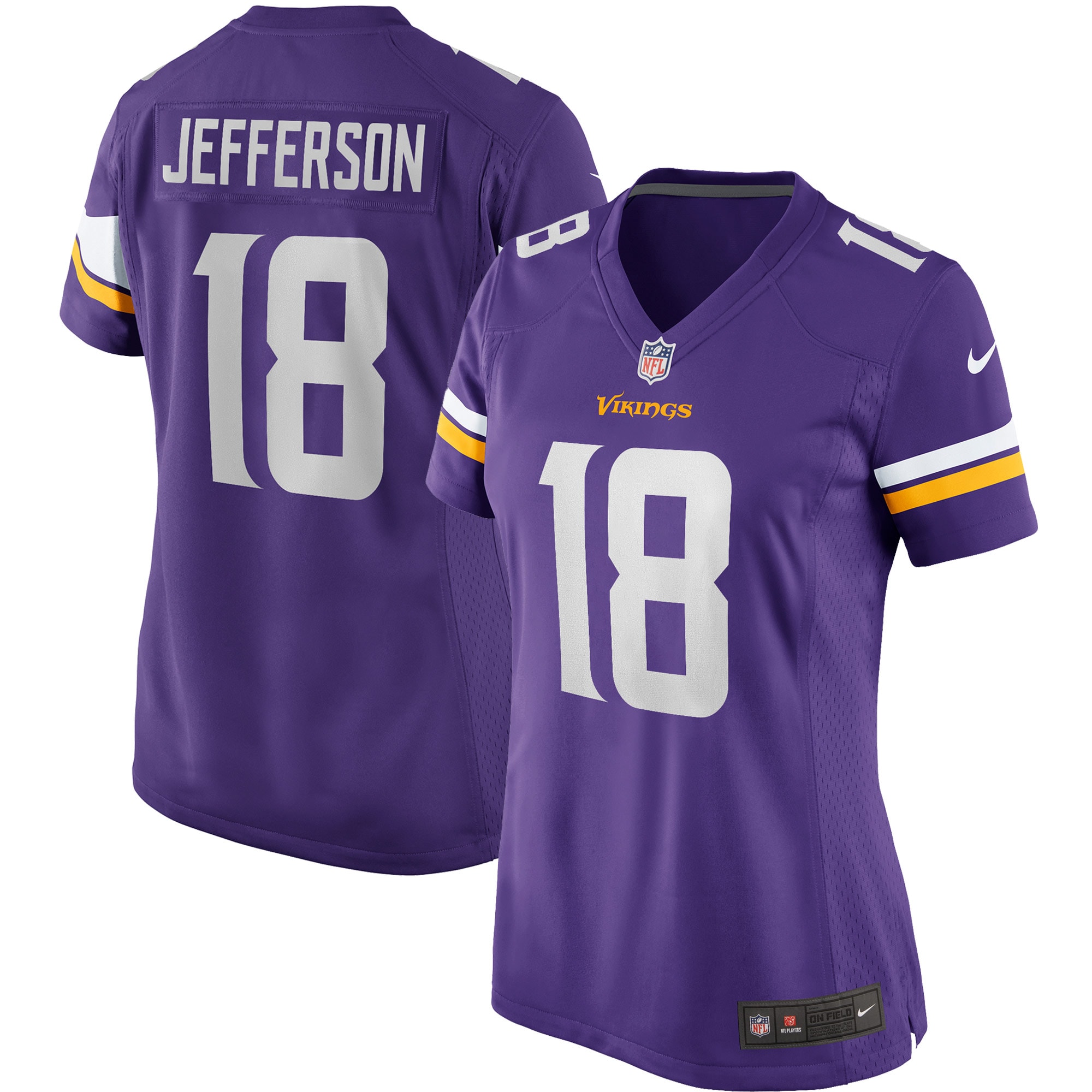 Women's Minnesota Vikings Justin Jefferson Purple Player Game Jersey JS2962 Saliibo